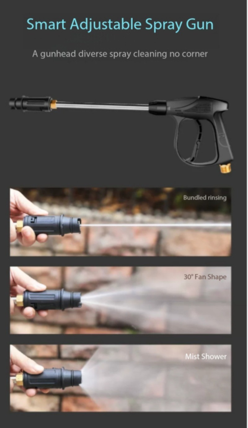 High-Powered Compact Commercial Portable Car Wash Gun and Brush