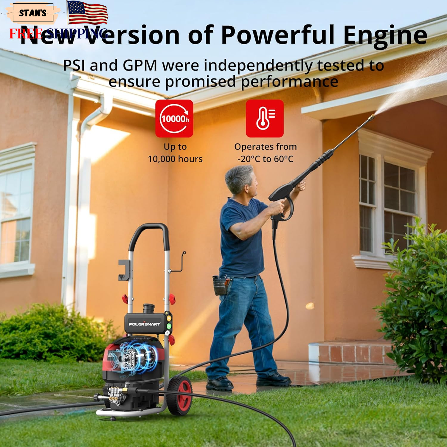 2800 PSI Electric Pressure Washer with Foam Tank & 5 Nozzles Portable Cleaner