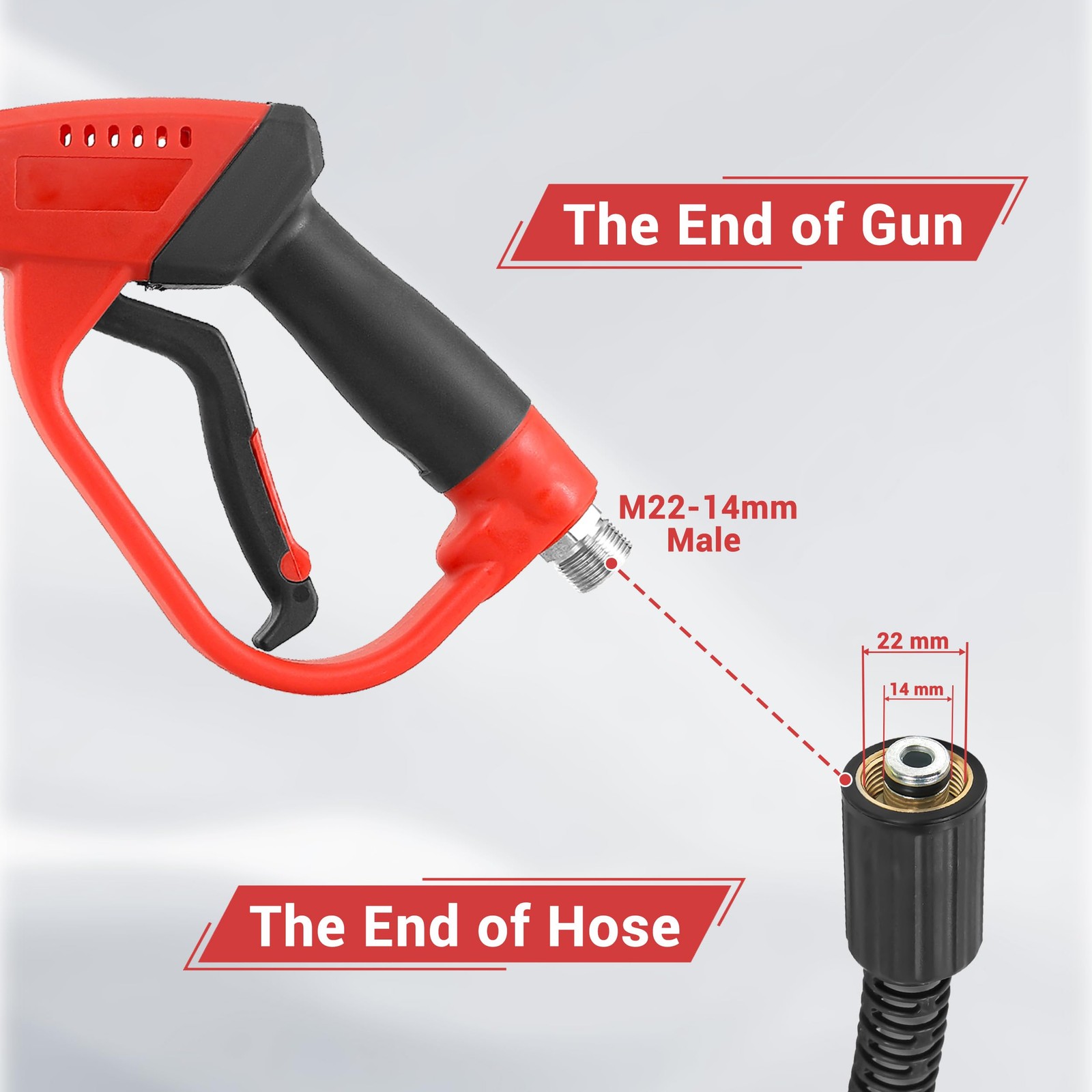 Pressure Washer Gun Hose Kit 50FT Wand Extension 5 Nozzle M22 3600 PSI