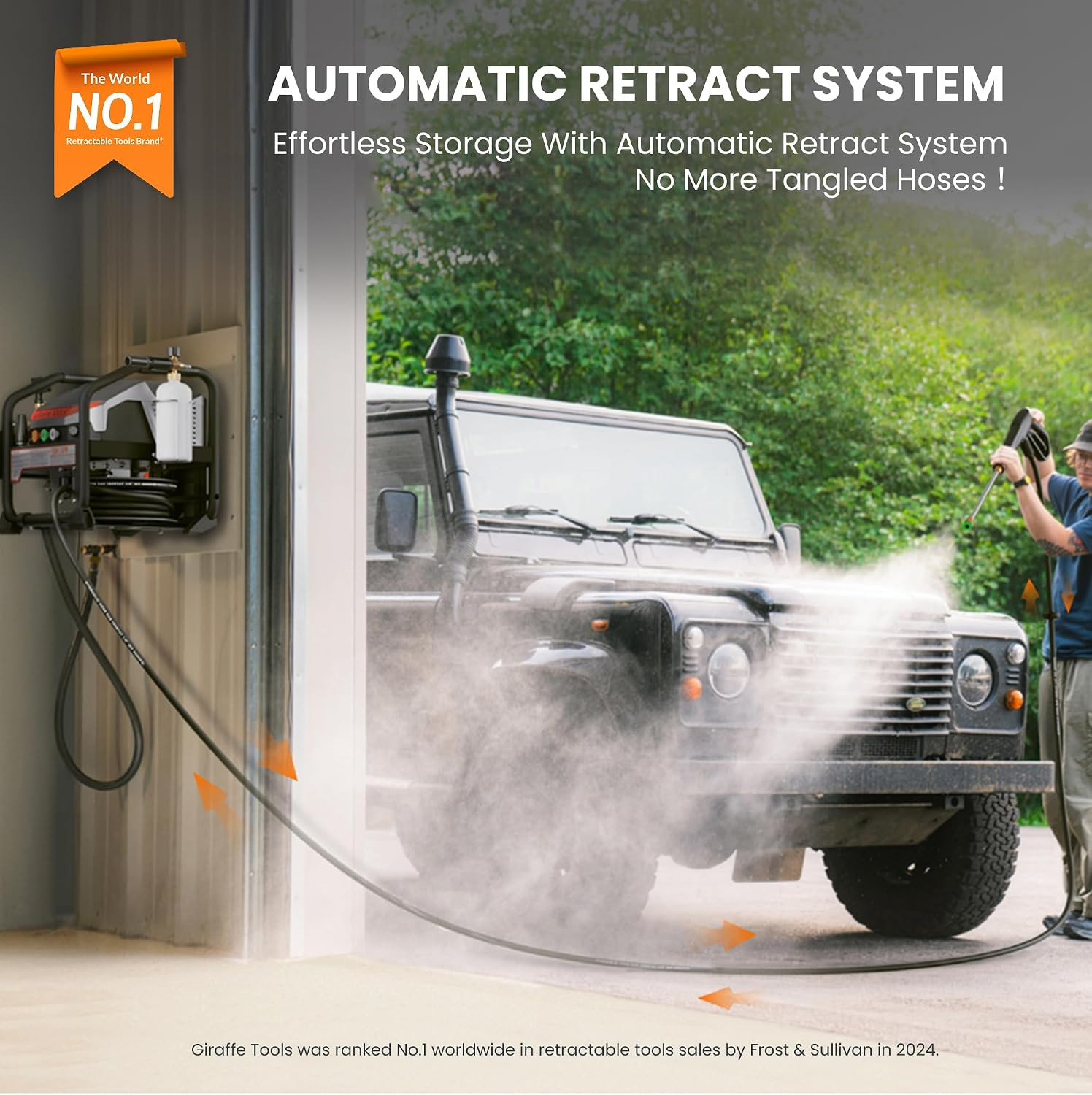 Crossfalls Retractable Pressure Washer Ultra, Max 2.6GPM 1650PSI with Brushless