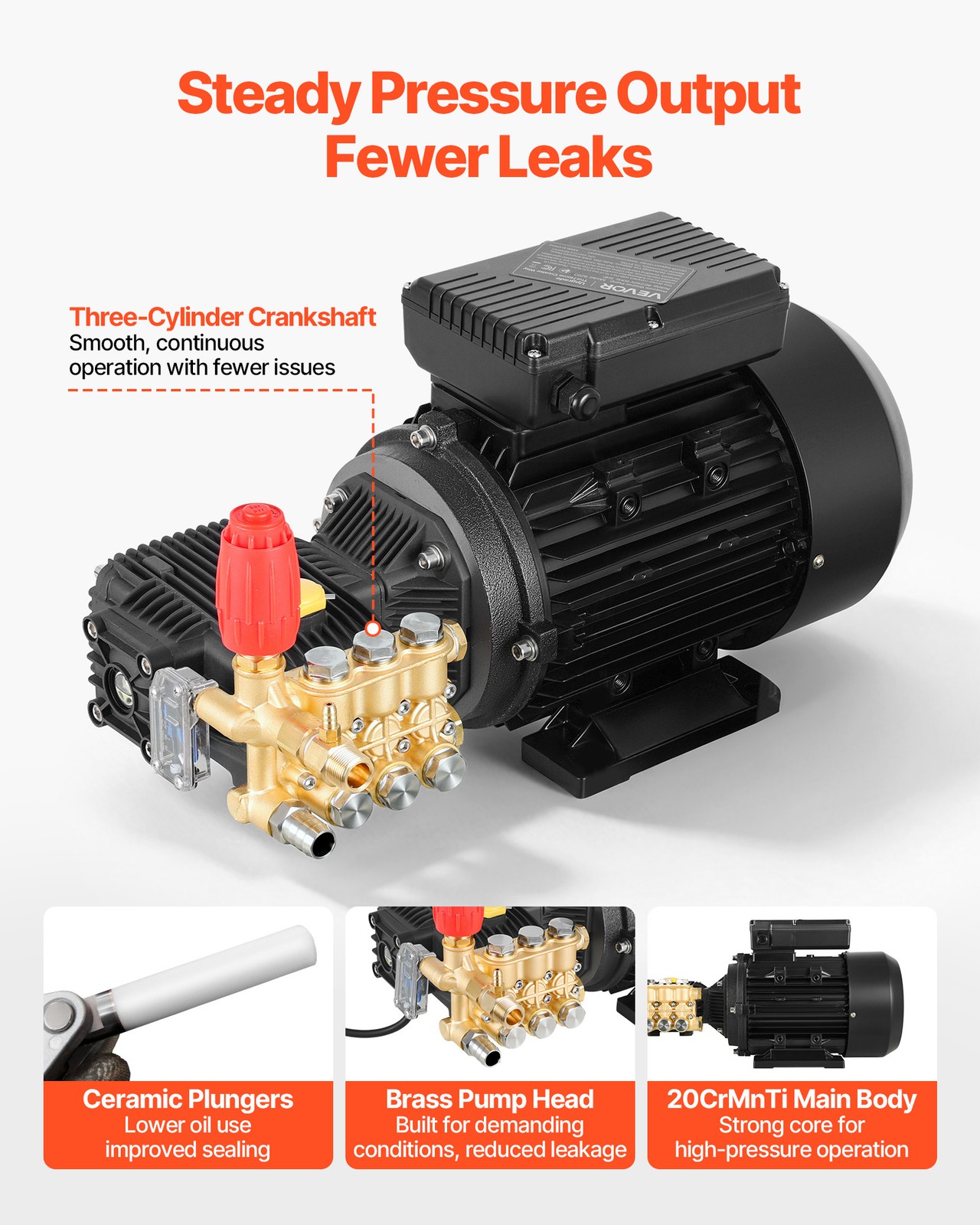 VEVOR Electric Pressure Washer Pump Kit Triplex Power Washer Pump with 5HP Motor