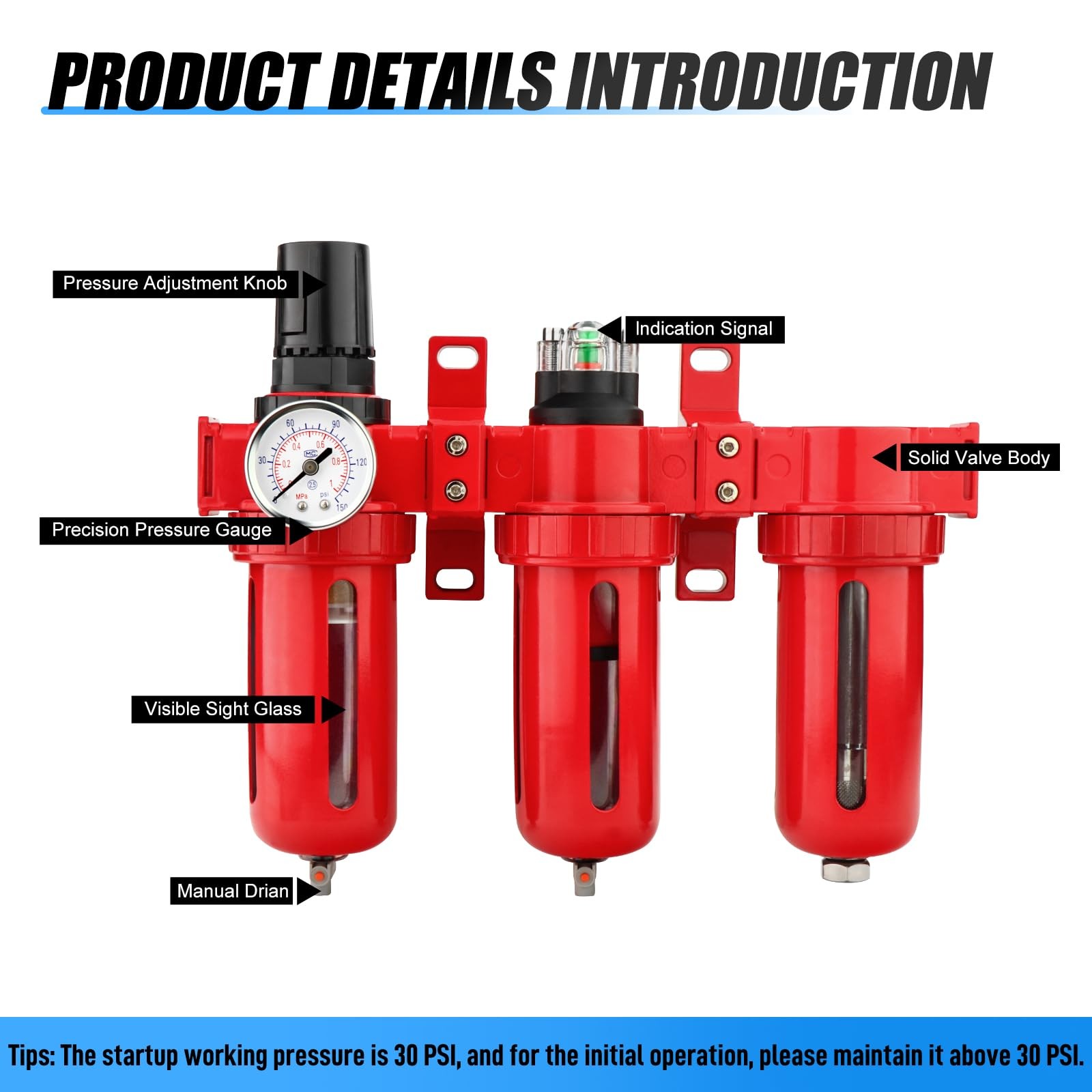 MEANLIN 3/8″ NPT 3 Stage Aluminium Air Drying 3/8″NPT, 3