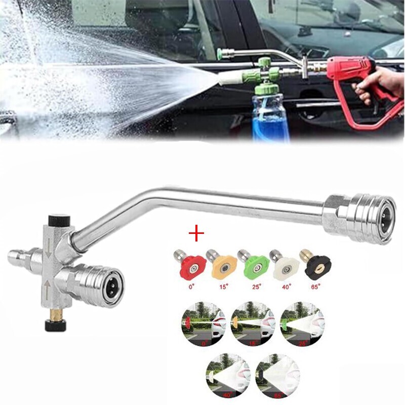 Foam Cannon Dual Connector Accessory Dual-Purpose Switch Spray Gun w/5 Nozzles