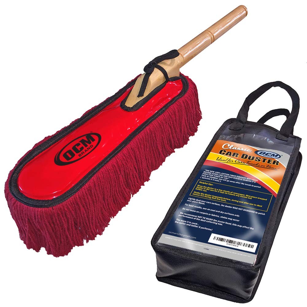 Classic Car Duster with Solid Wood Handle Includes Storage Case regular, Red