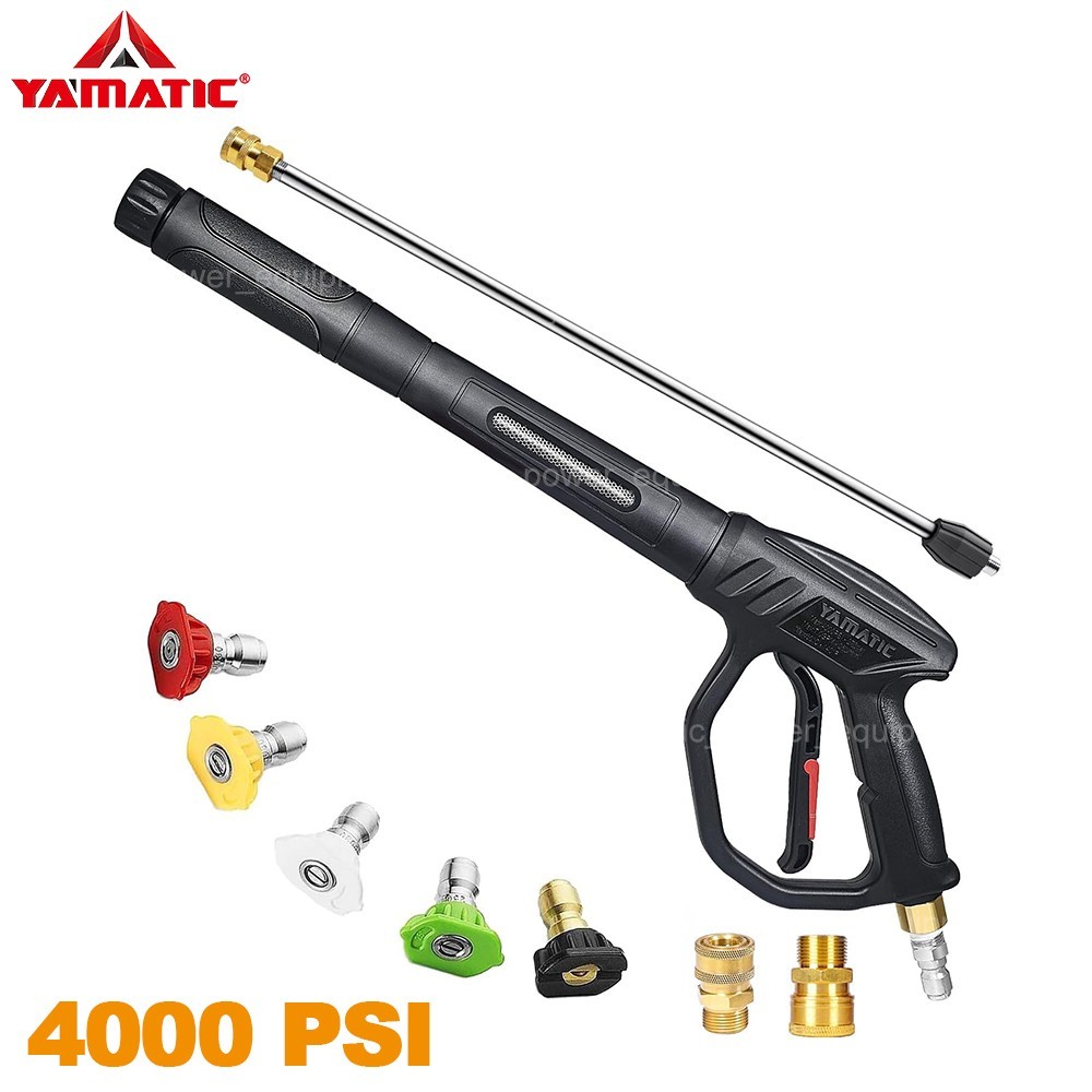 YAMATIC Pressure Washer Gun Wand with Swivel 3/8″ Plug & M22 Coupler, 5 Nozzles