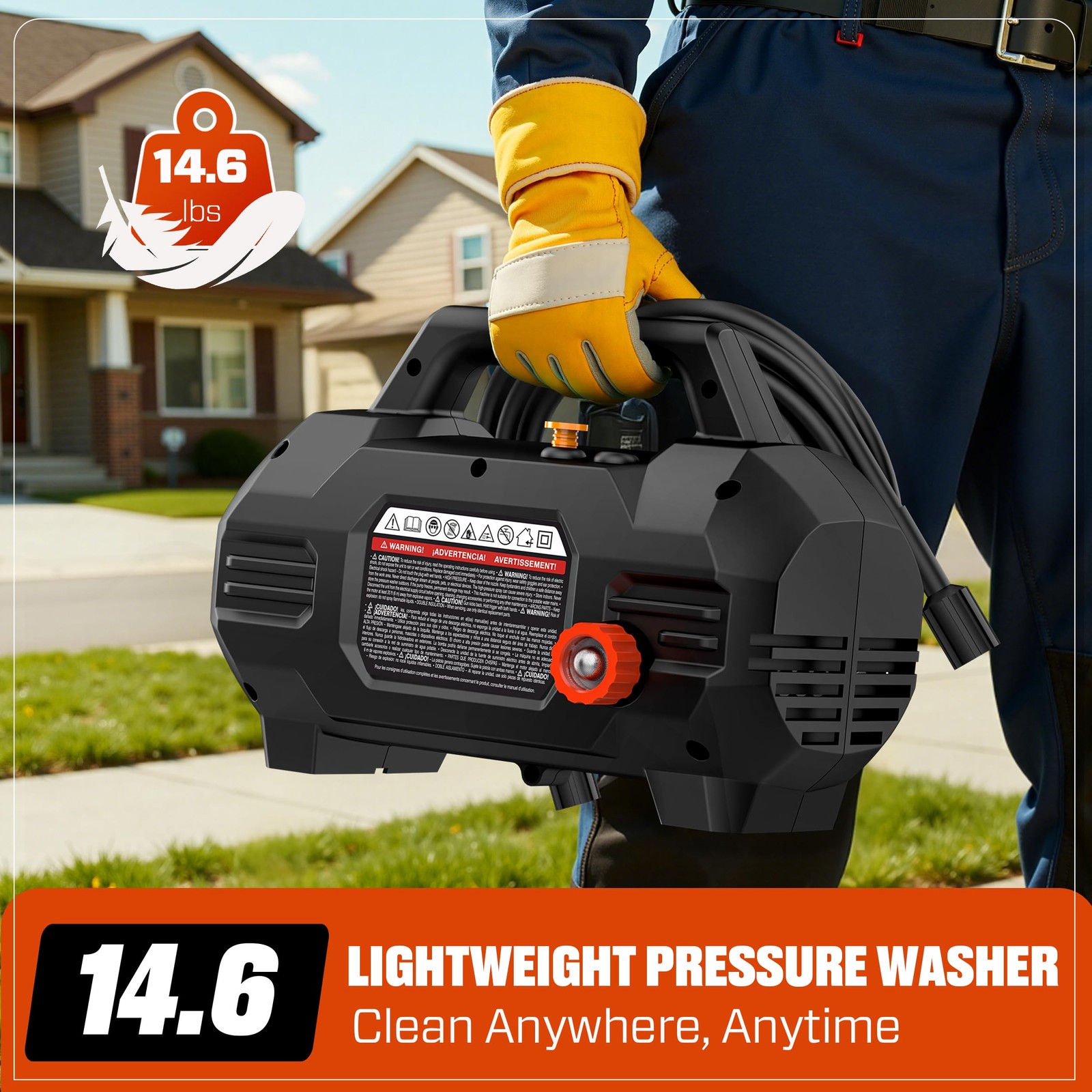 13 Amp Electric Pressure Washer – 1700 PSI, 1.2 GPM, Compact with Foam Cannon…
