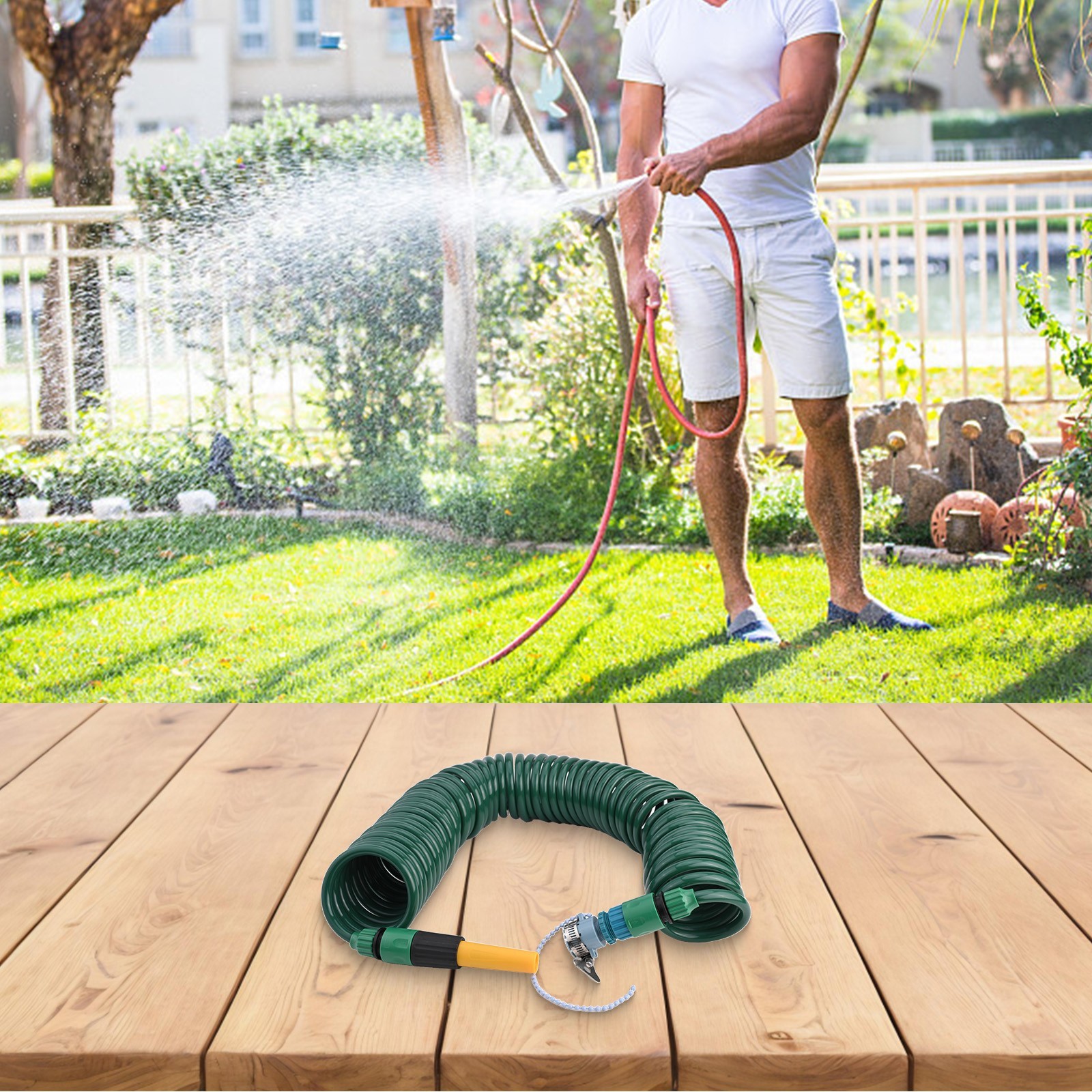 Reliable Retractable Coil Water Hose for Home For Gardening and Car Cleaning
