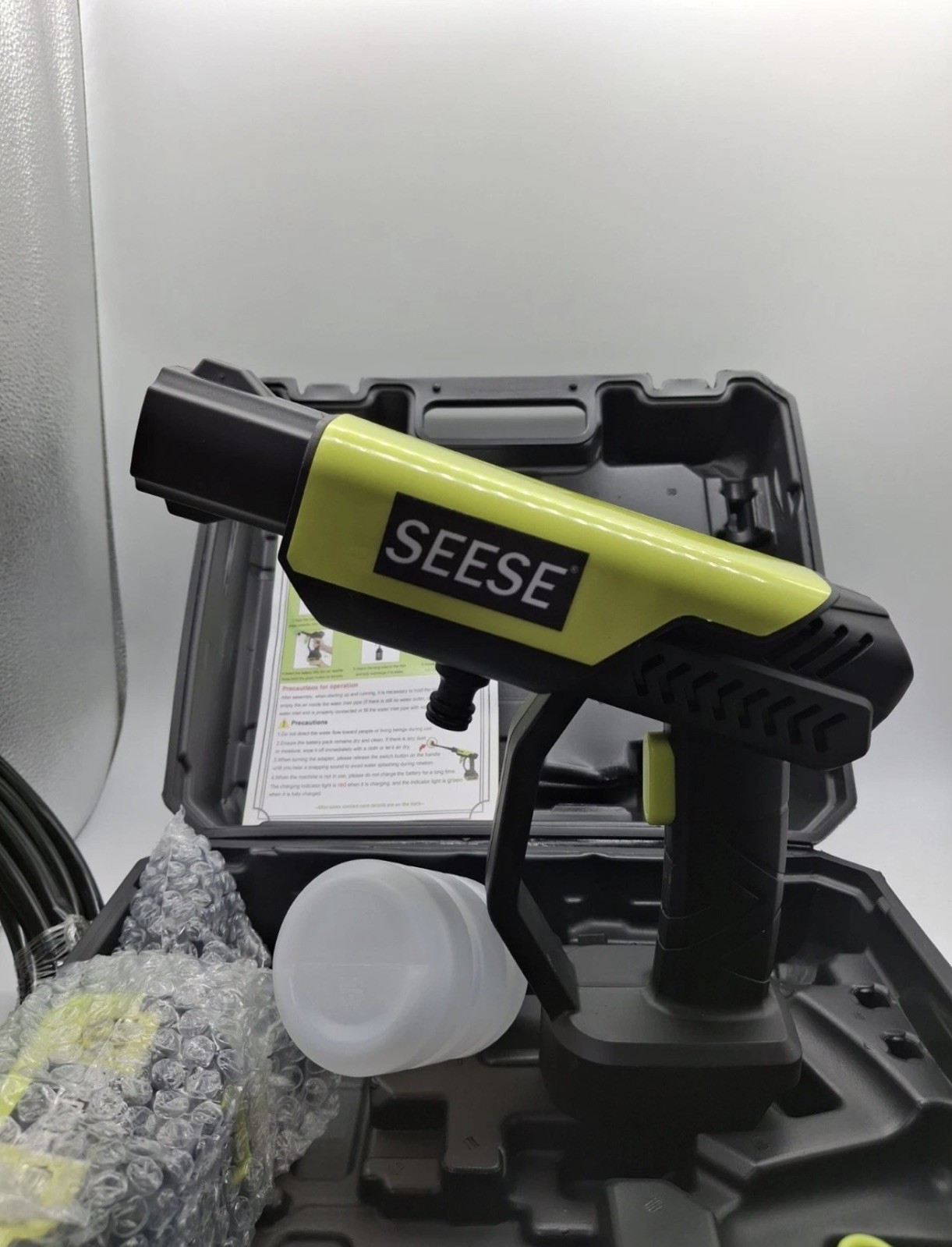 SEESE 800 PSI Water Pressure Washer Cordless Portable Pressurized Hose Car Wash