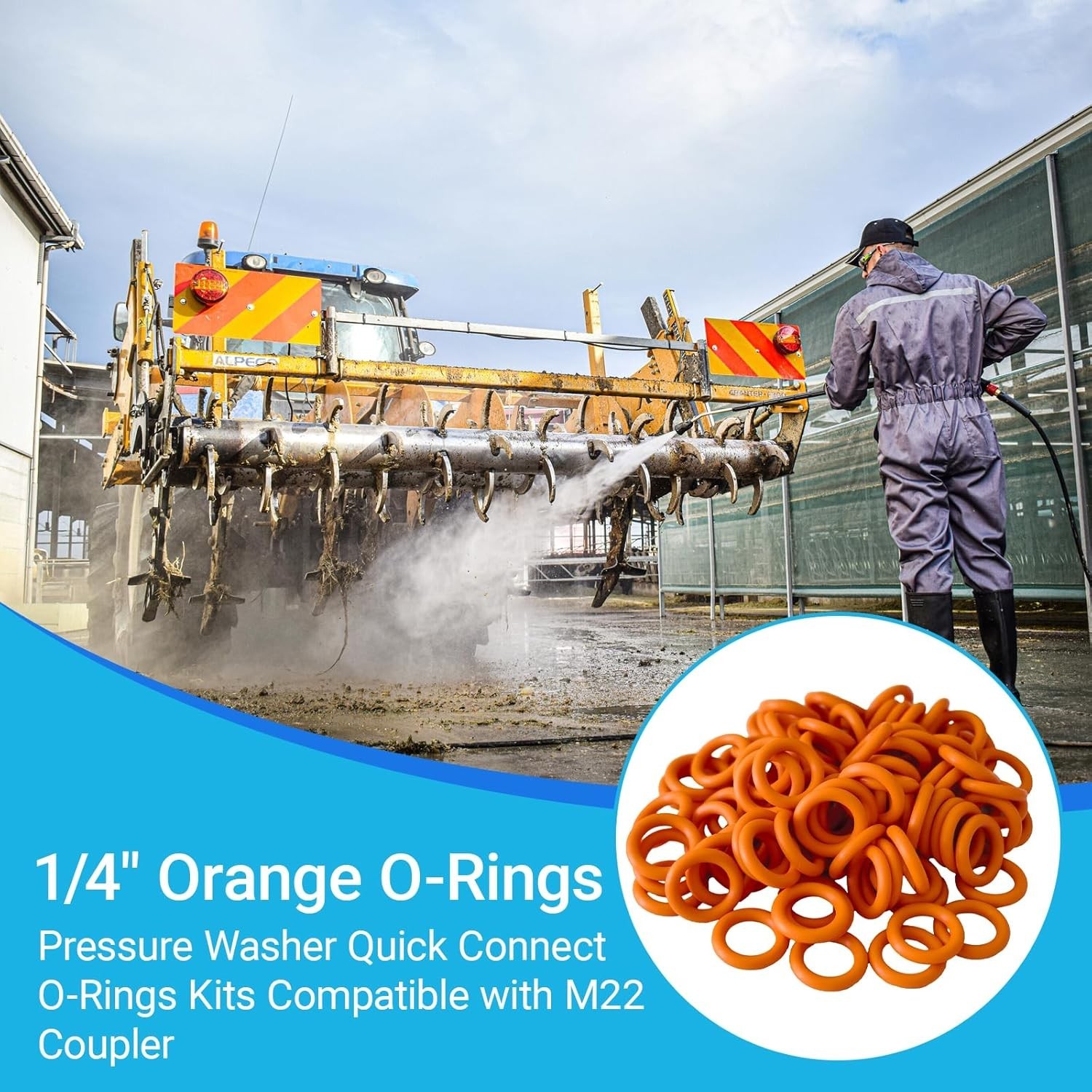 Industrial-Grade 1/4″ O-Rings for Pressure Washers – 100 Pack with Reusable Case
