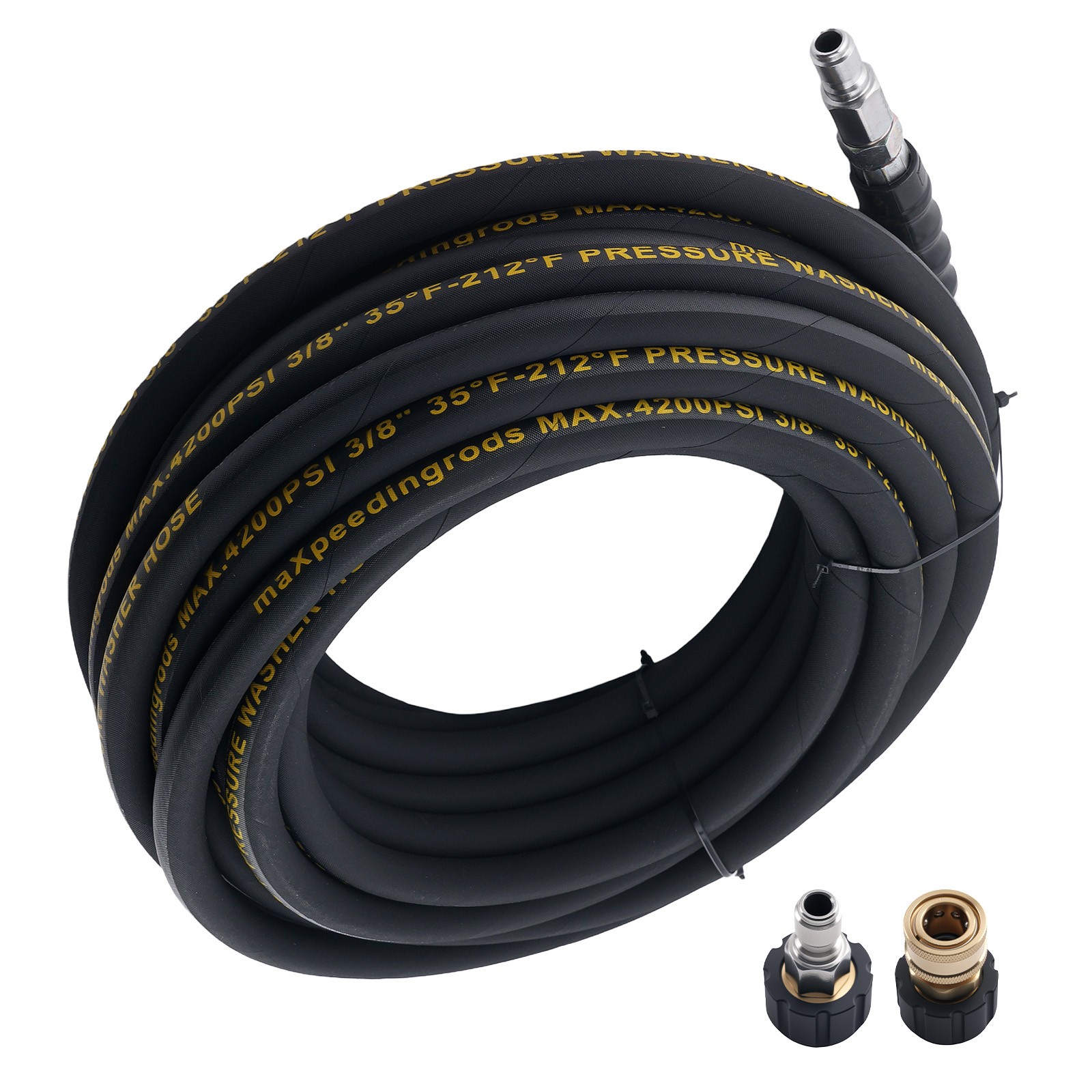 50 Ft 3/8″ Pressure Washer Hose 4200PSI Steel Wire Braid + M22 to 3/8″ Coupler