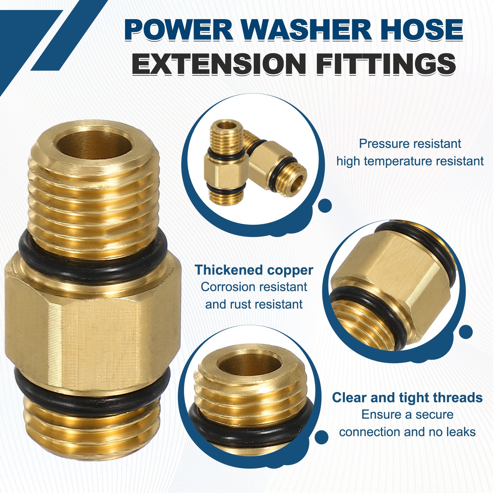 Pressure Washer Connector G1/4 Male Flat to M14 Male Flat 4800PSI Copper