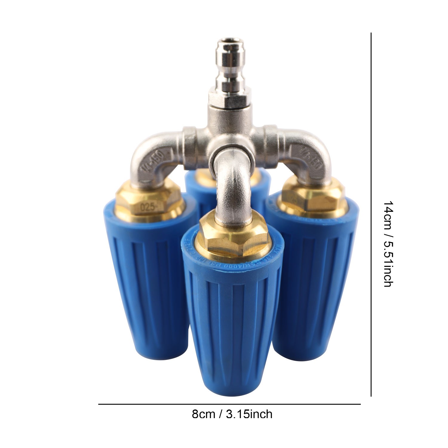 360° Rotating Pressure Washer Four Turbo Nozzle 1/4″ Quick Connector 2.5 Orifice