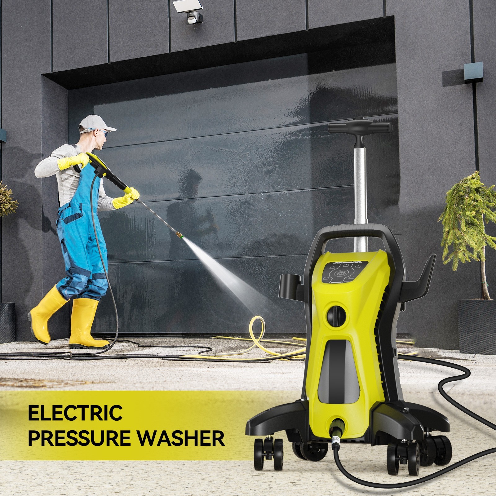 Pressure Washer 4500PSI 3.9GPM, 15-Level Touch, 4 Wheels, 4 Nozzles, for Car