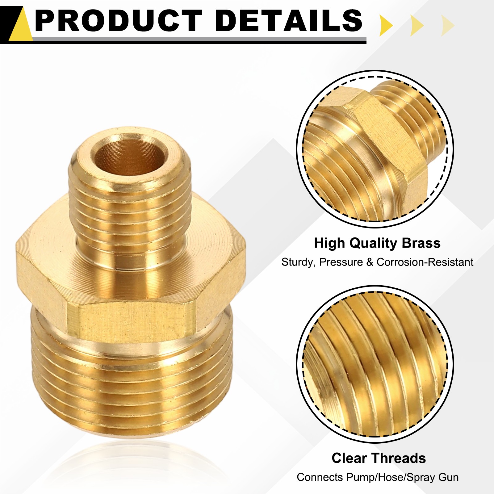 2Pcs Pressure Washer Adapter with Tape, G1/4″ Male to M22 15mm Male Brass