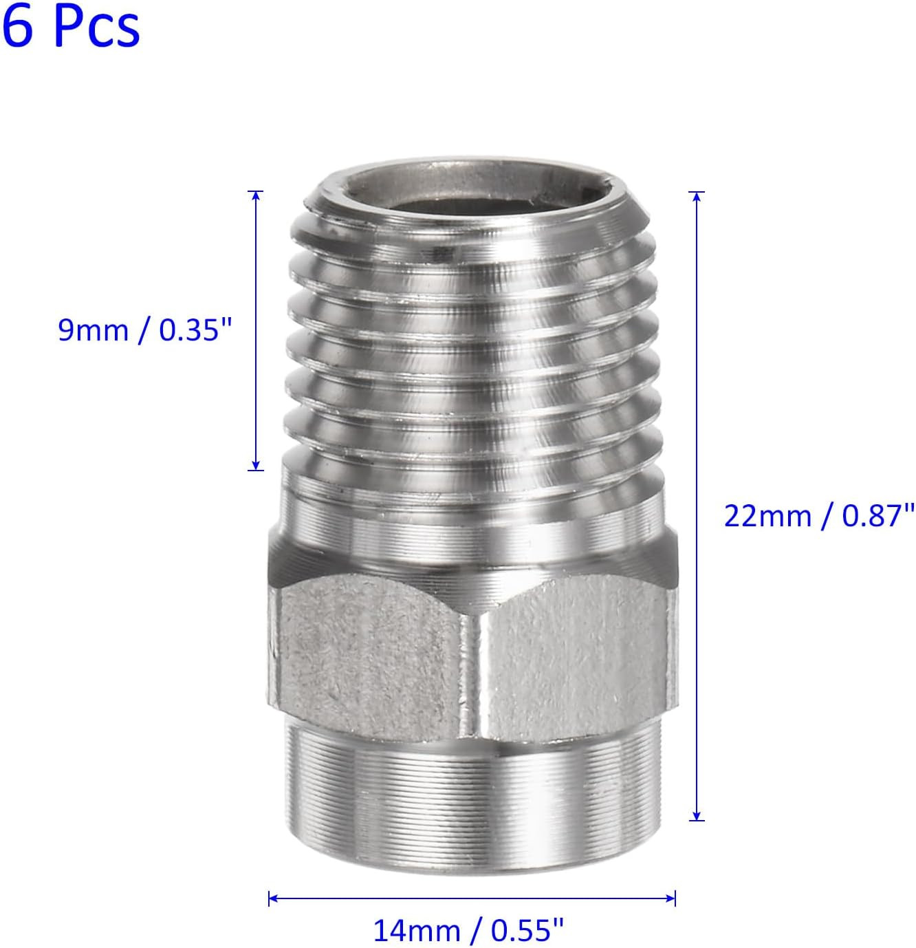 6 Pack Surface Clean Tips – 15 Degree 1/4″ NPT Male Pressure Washer Nozzles Clea