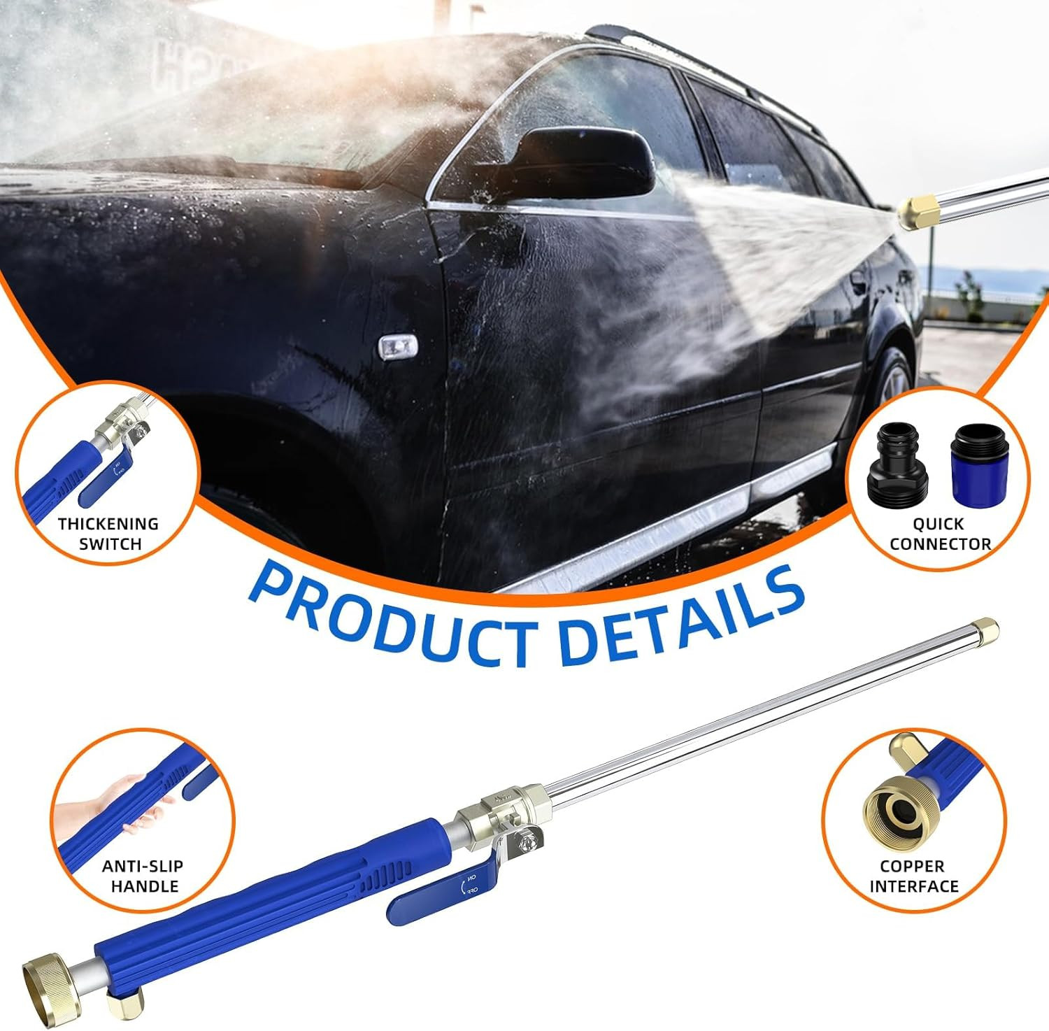 Jet Nozzle High Pressure Hose Nozzle, 2-In-1 High Pressure Power Washer for Hous