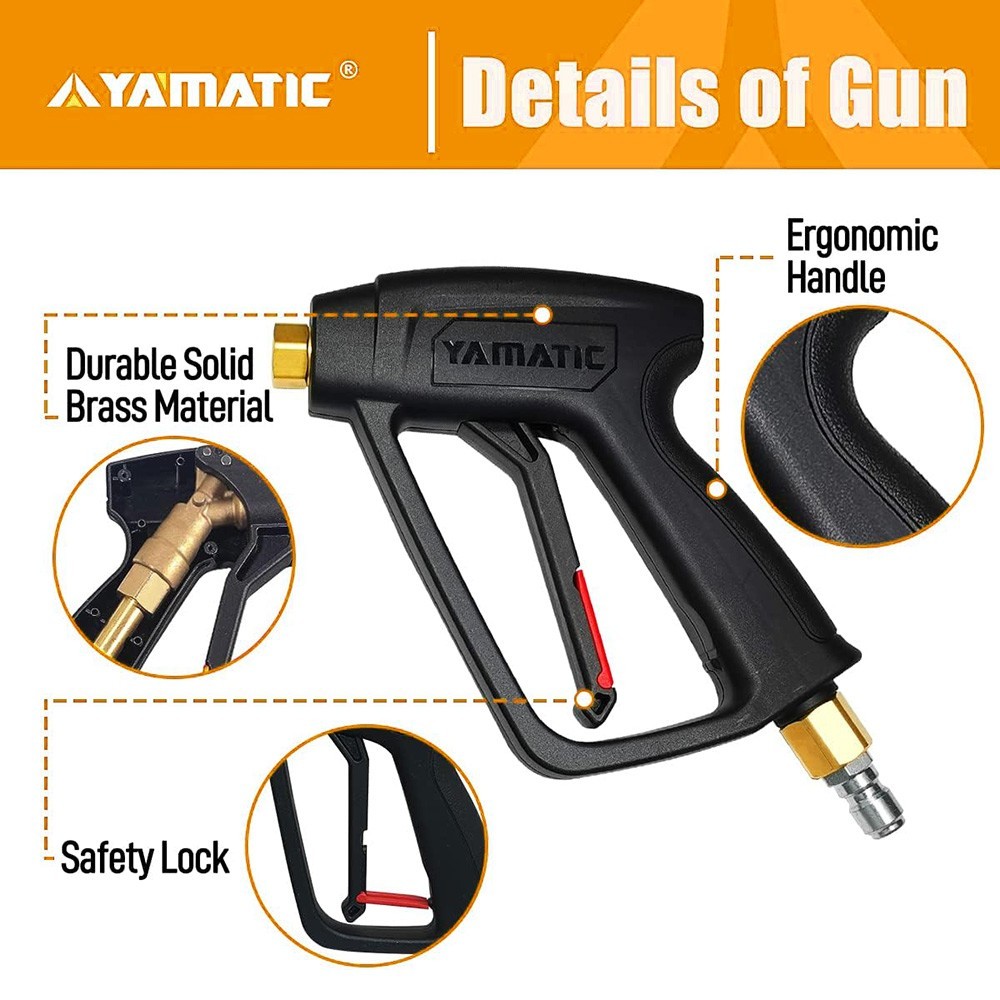 YAMATIC 4000PSI Power Washer Short Gun with 3/8″ Swivel Quick Connect