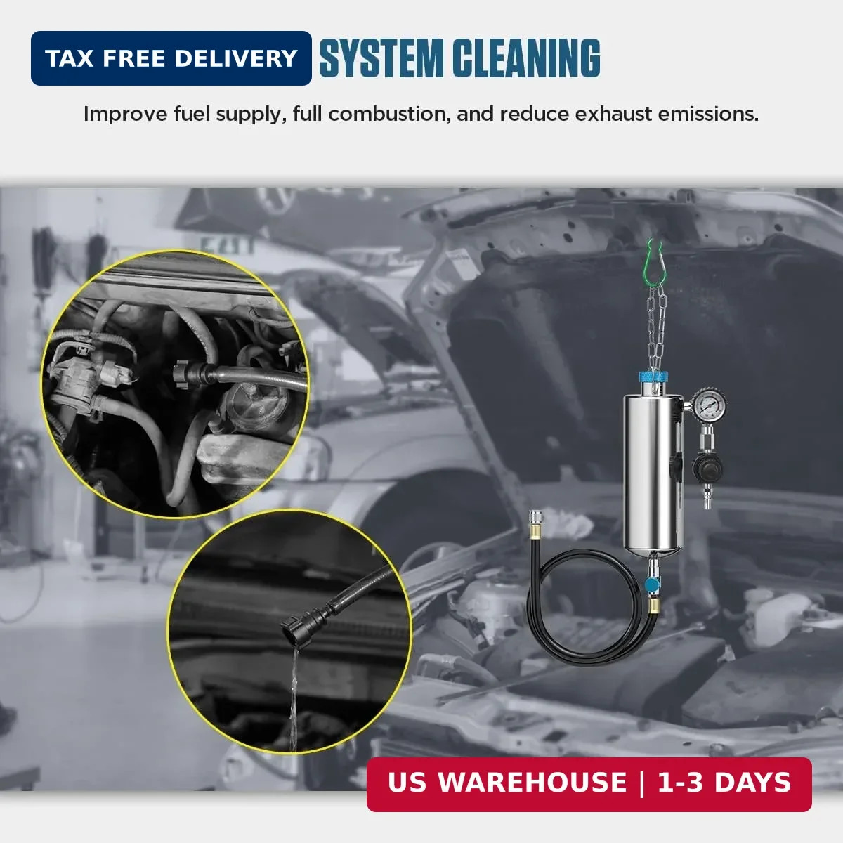 Fuel Injector Cleaner Tool Kit 1000ML 150PSI Disassembly-Free Fuel Injection Sys