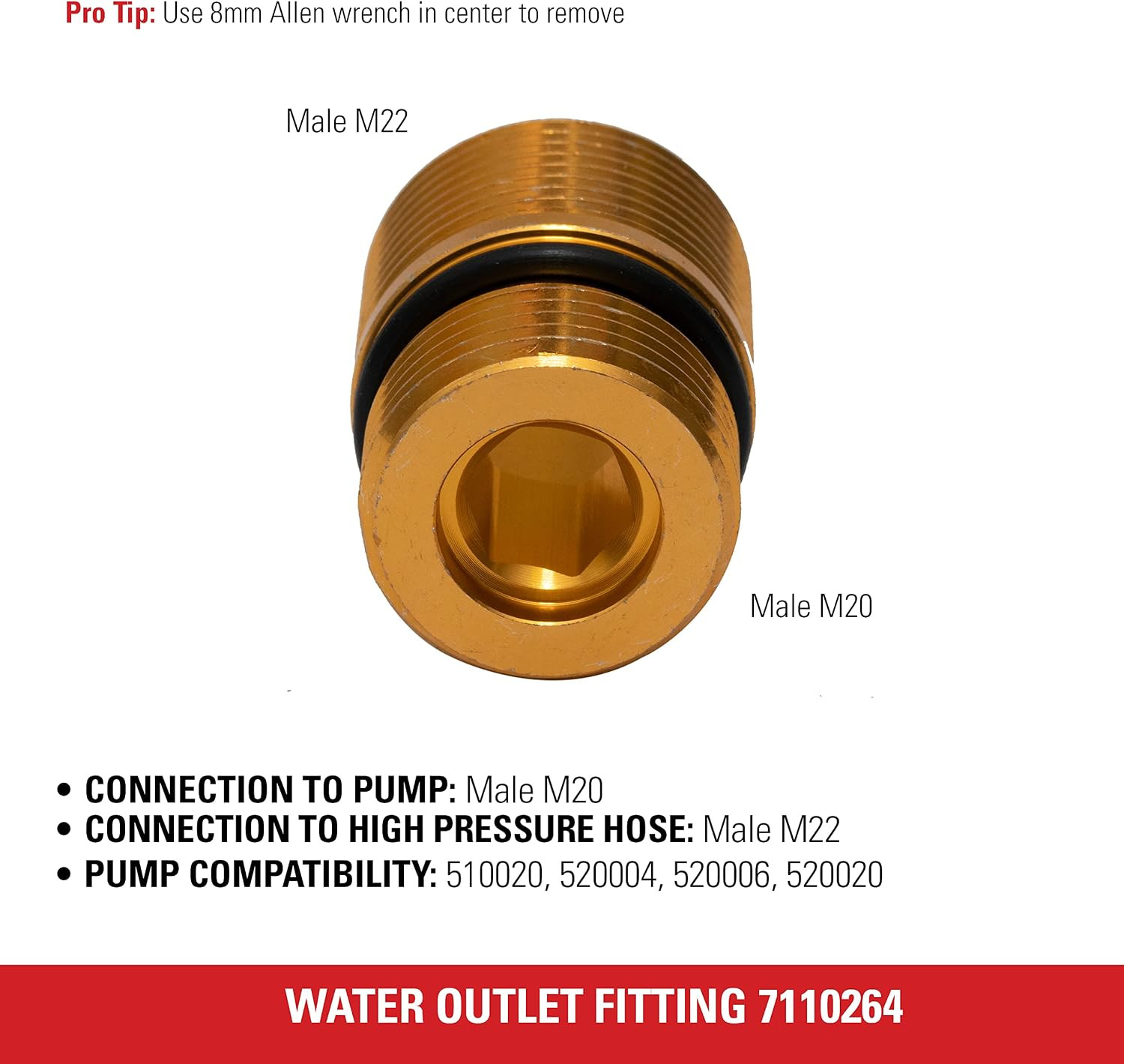 Simpson Cleaning 7110264 Water Oulet Fitting for OEM Technologies Axial Cam Pres