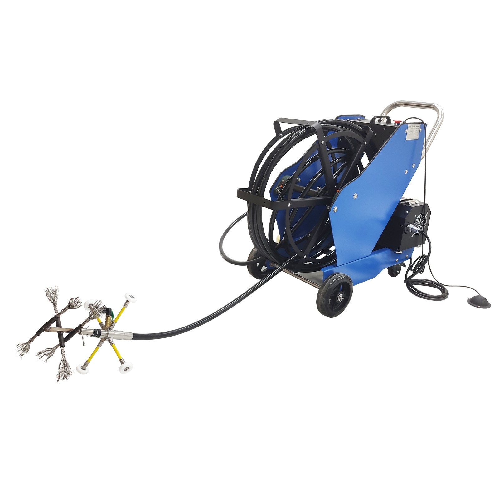 220V Commercial Kitchen Oil Fume Duct Cleaning Machine 6 Brushes suit 100-800mm