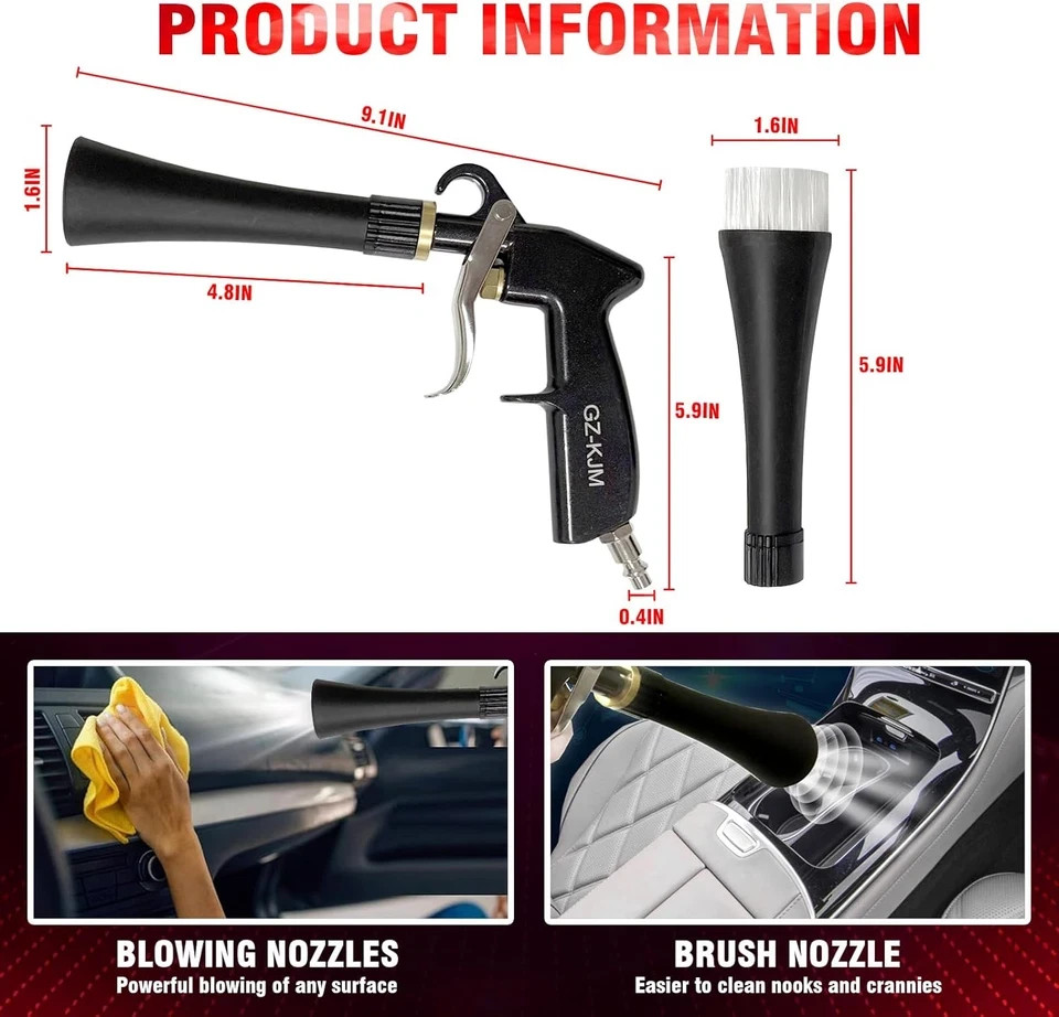 High Pressure Car Interior Spraying Washing Gun with 2 Set Nozzle Sprayer Connec
