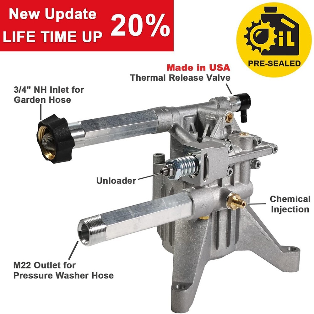 YAMATIC Power Pressure Washer Pump 3000 PSI 7/8″ Shaft Vertical 2.5 GPM