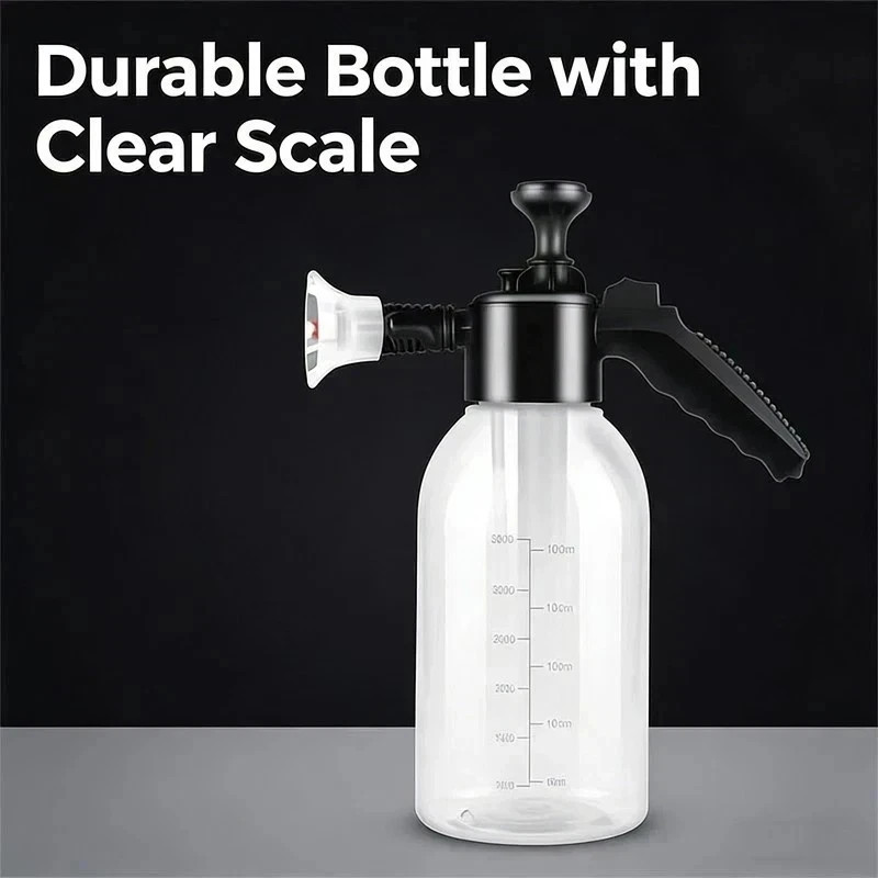 2L Hand Pump Foam Sprayer Snow Foam Cannon Car Wash Bottle w/ 3 Nozzles