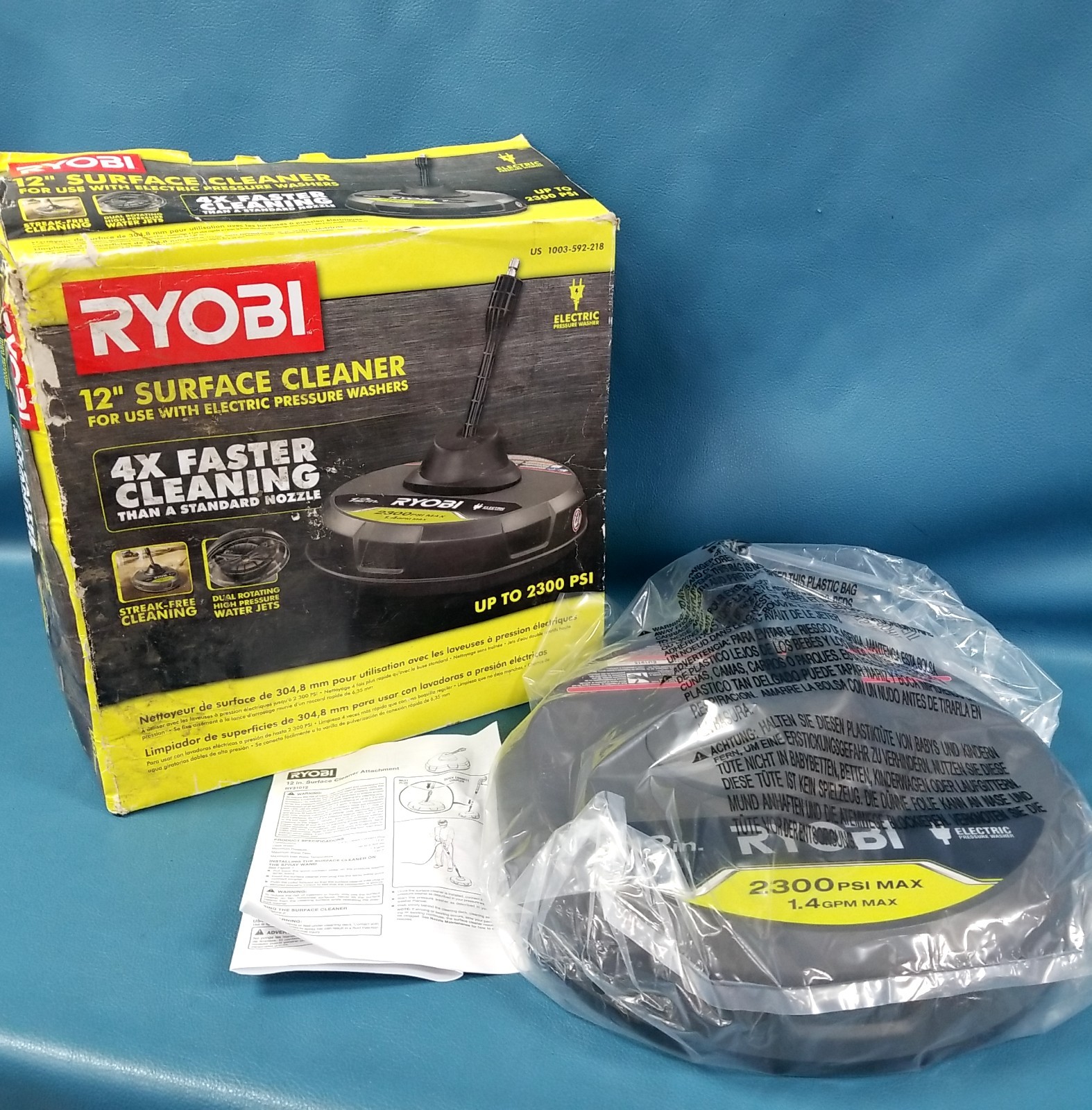 Ryobi 12″ Surface Cleaner Unused In Box Attachment For Electric Pressure Washer