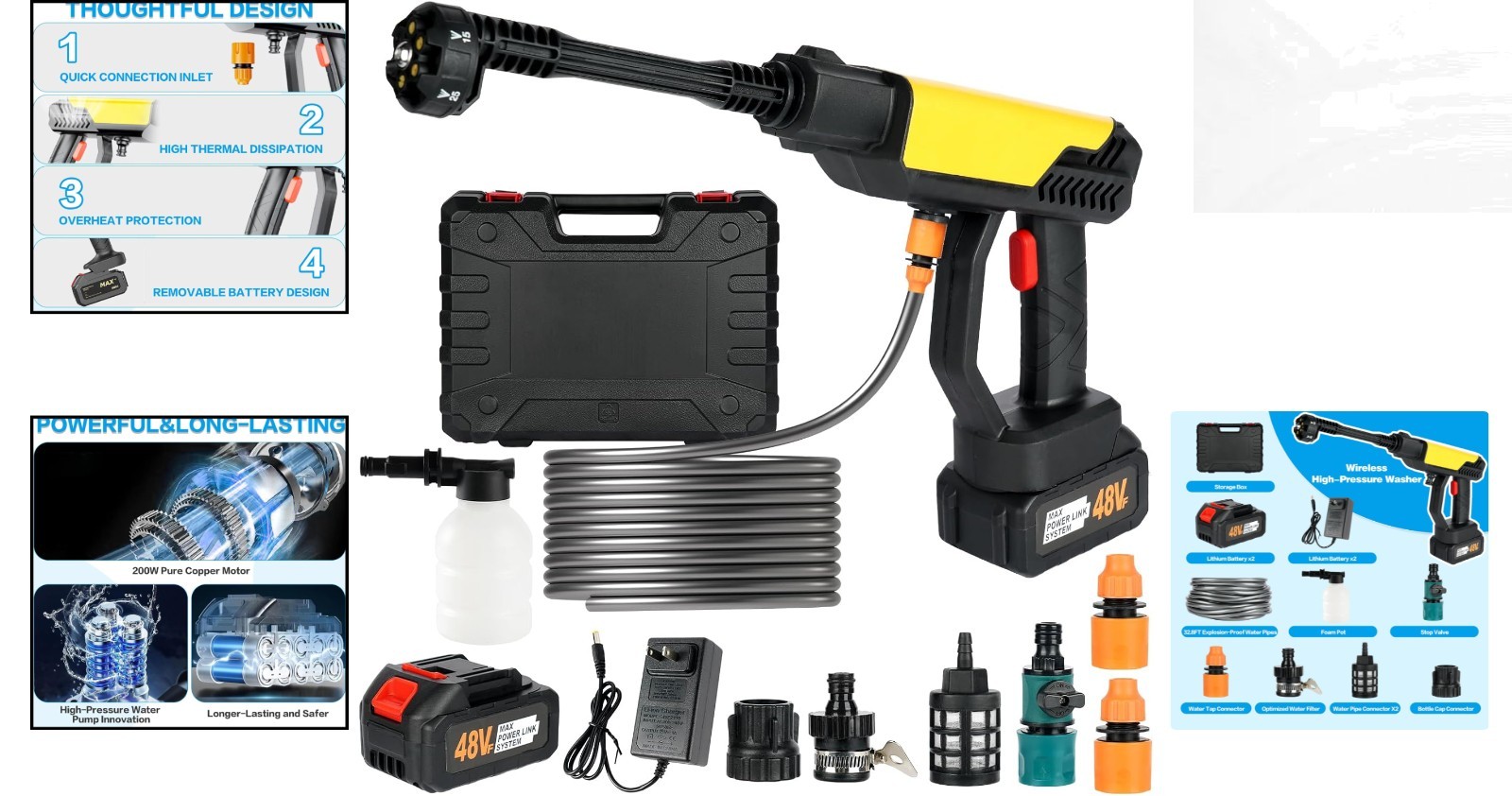 Portable 990 PSI Cordless Pressure Washer with Waterproof Storage Case Included