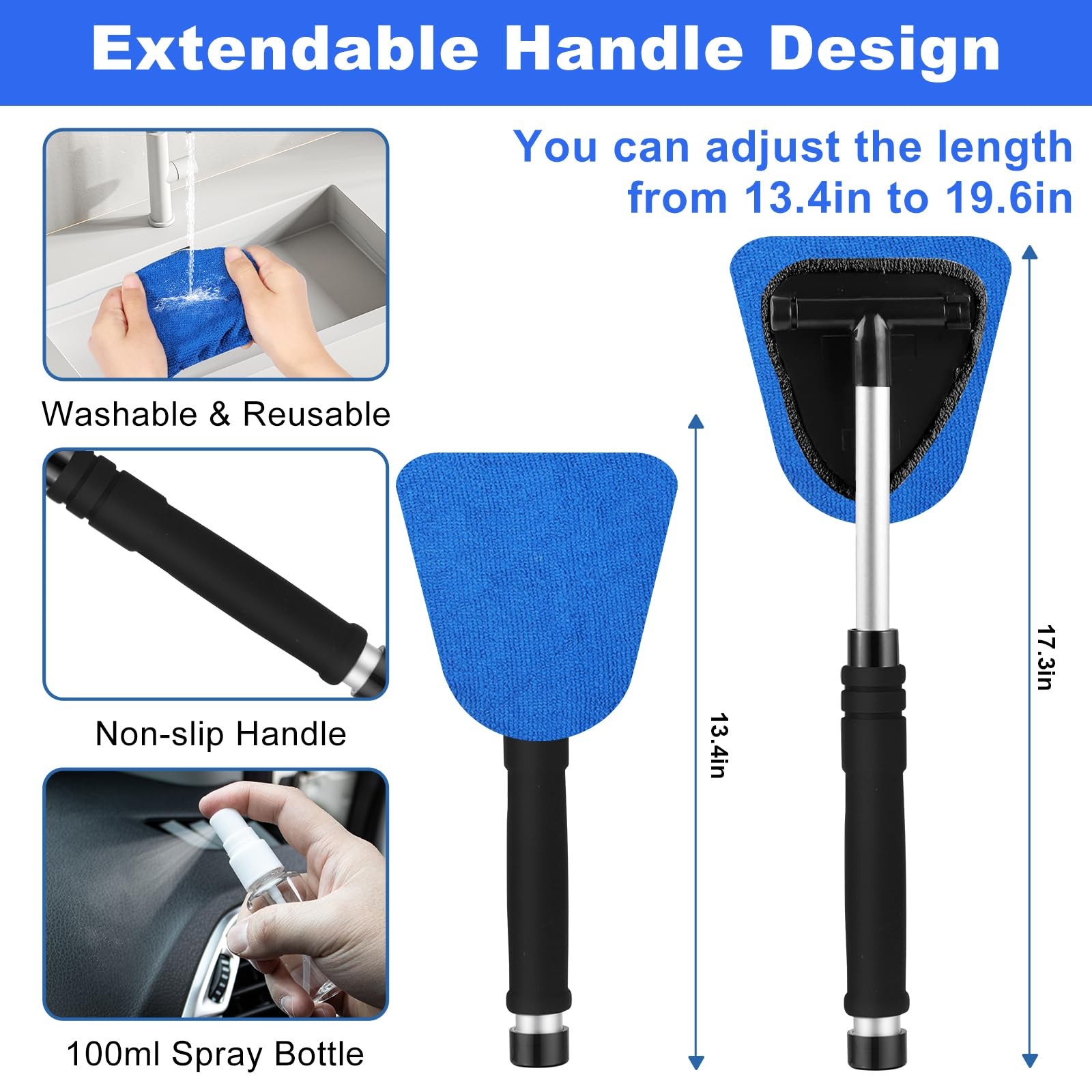 Viewsun Windshield Cleaner Tool, 14Pcs Car Interior Cleaning 14 PCS, Blue
