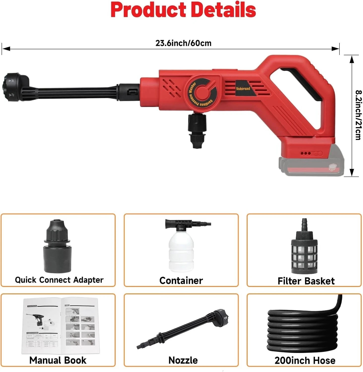 Cordless Pressure Washer for Milwaukee M18 18V Battery, Portable Cordless Power