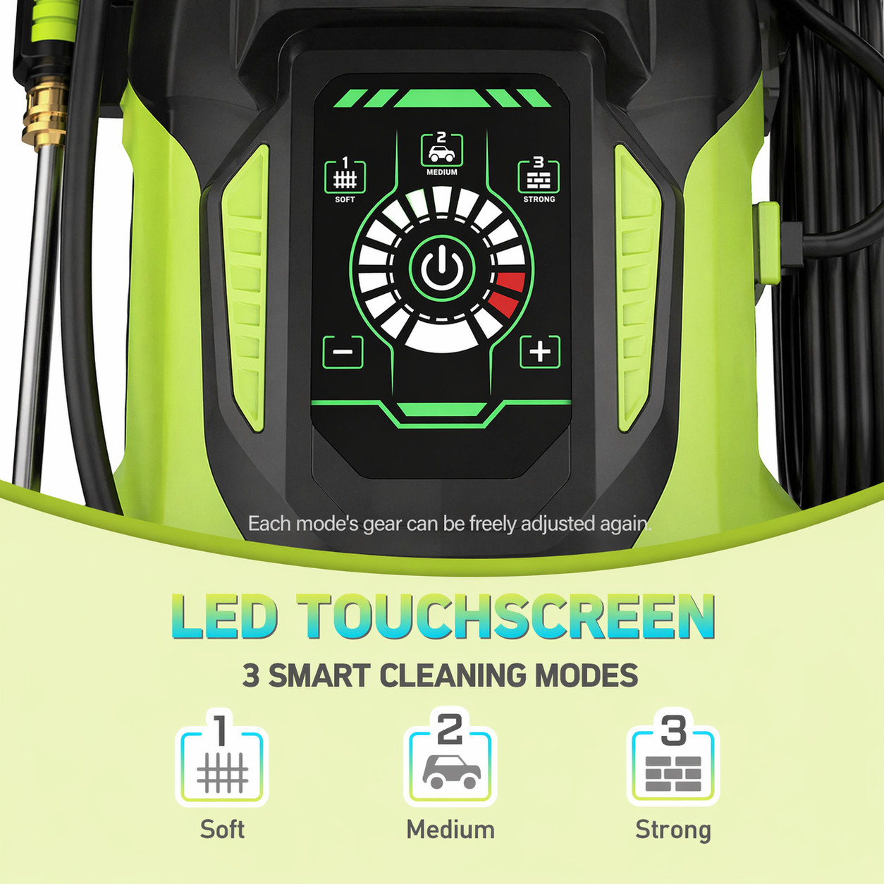Pressure Washer 4500PSI-Max 3.2GPM with Adj-15-Level Touch Screen car,home,yard
