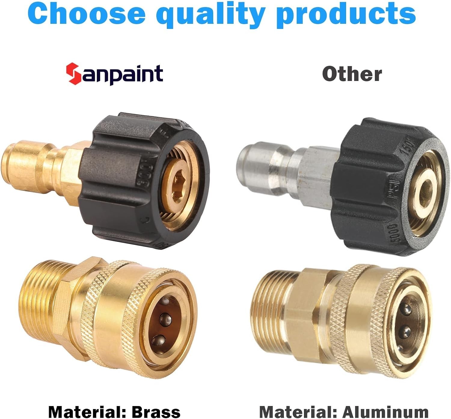 Quick Connect Kit M22 15mm to 3/8 Inch for Pressure Washer Fittings