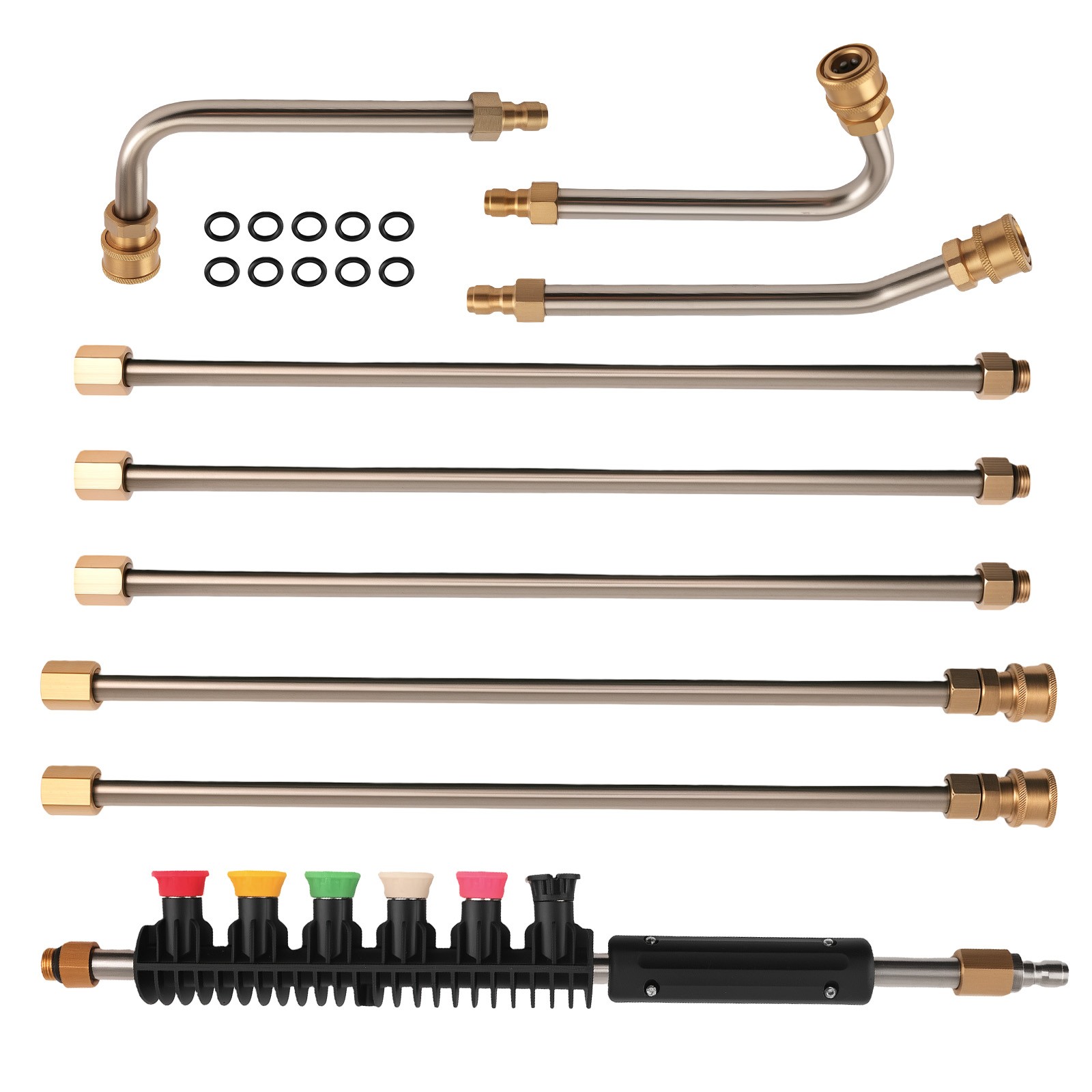 4000PSI Pressure Washer Wand Extension 97in 6 Straight + 3 Curved Rods 6 Tips