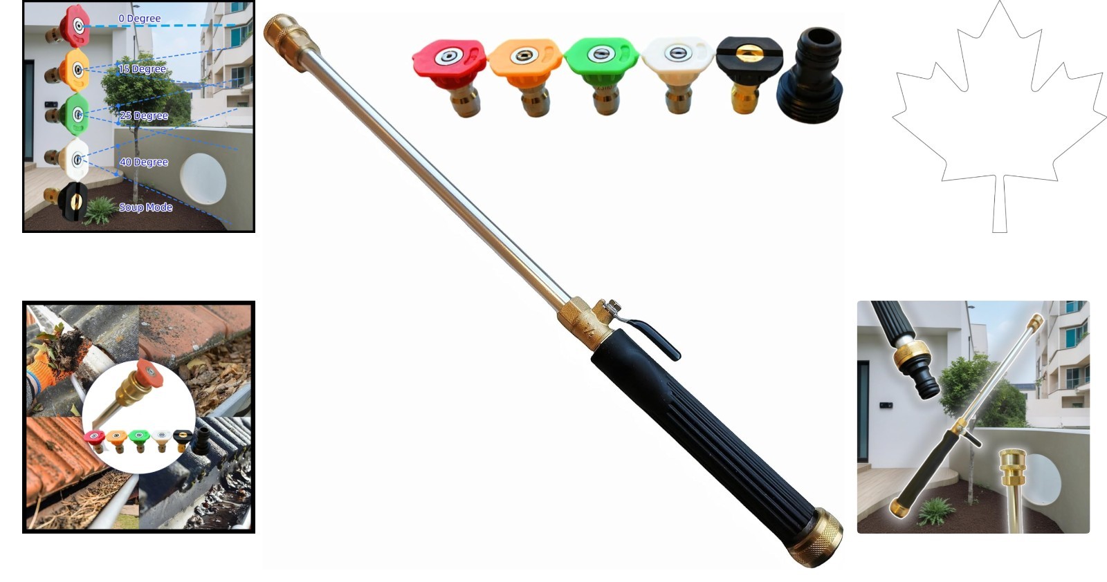 Versatile Brass Washing Wand – Perfect for Patio, Car, and Garden Cleaning