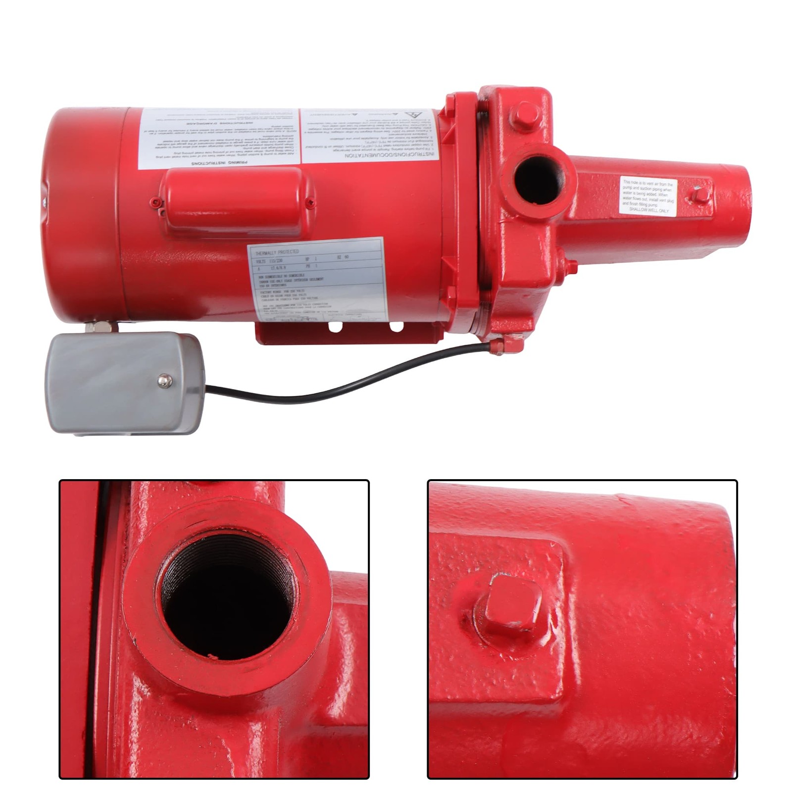 Cast Iron Shallow Well Jet Pump 1 HP 23 GPM 115/230 Volt for Irrigation 602208