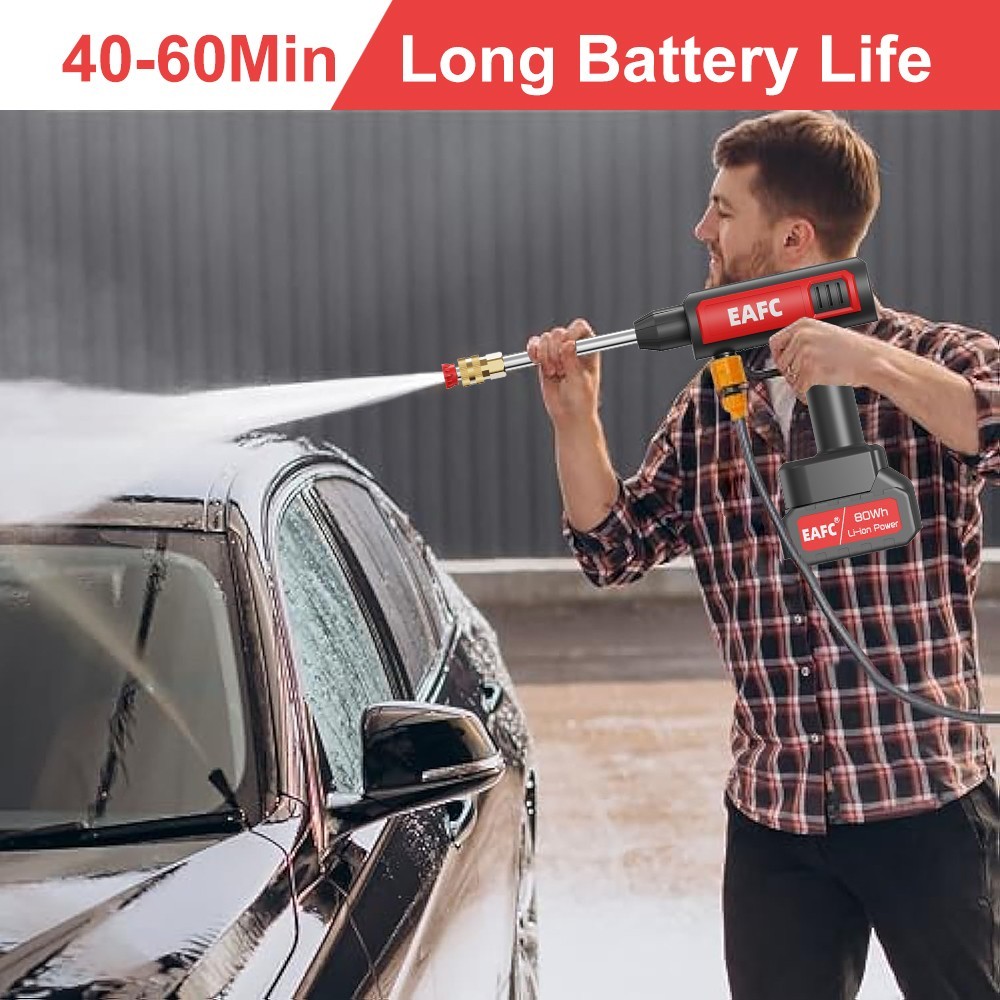 60Bar Cordless High Pressure Car Washer Spray Water Gun Foam Generator