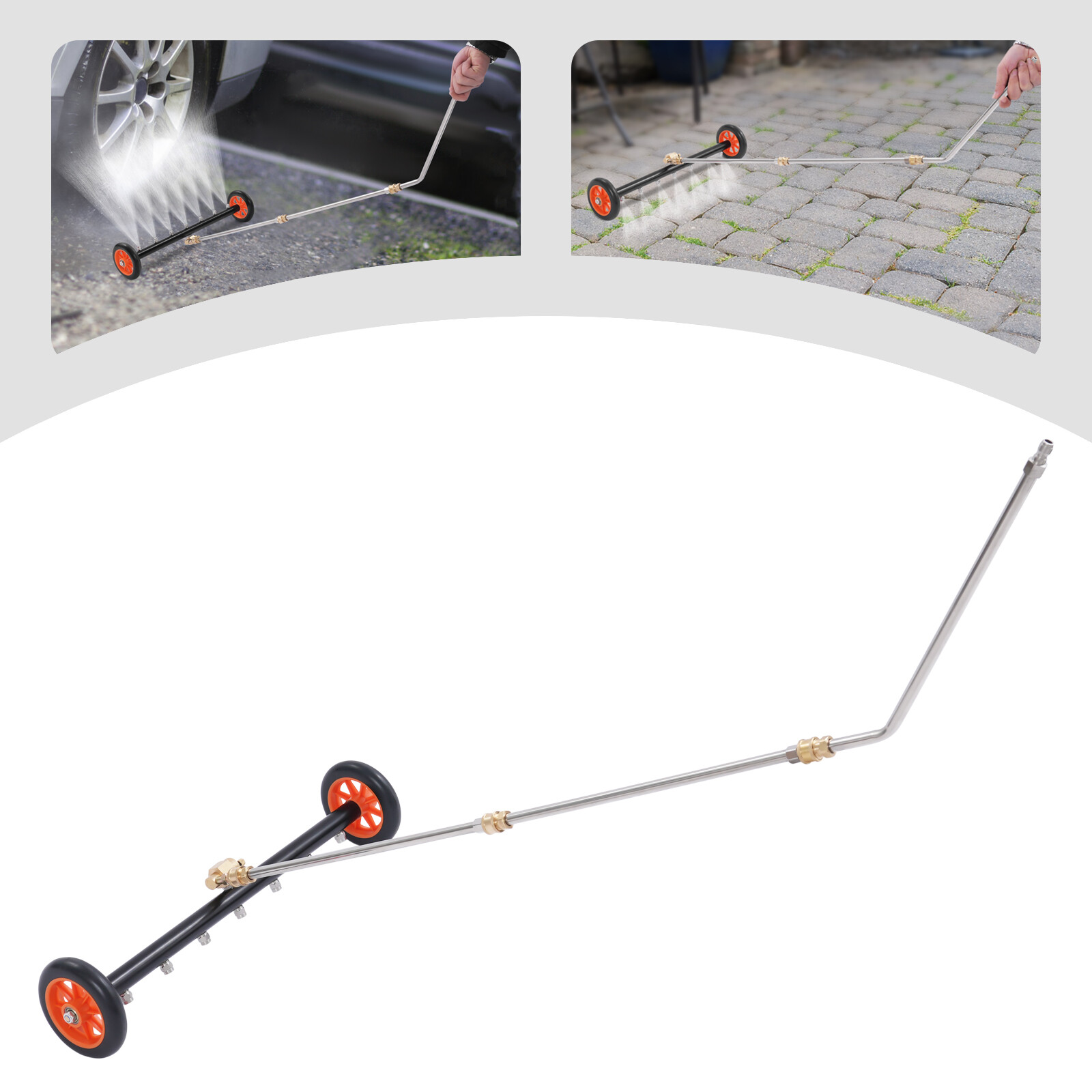 22″ Pressure Power Washer Undercarriage Under Car Cleaner Water Broom w/7 Nozzle