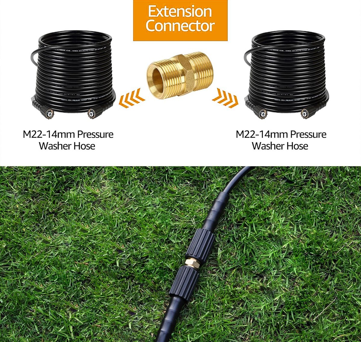 YAMATIC Pressure Washer Adapter Set 5000 PSI M22-14mm to 3/8″ Quick Connectors