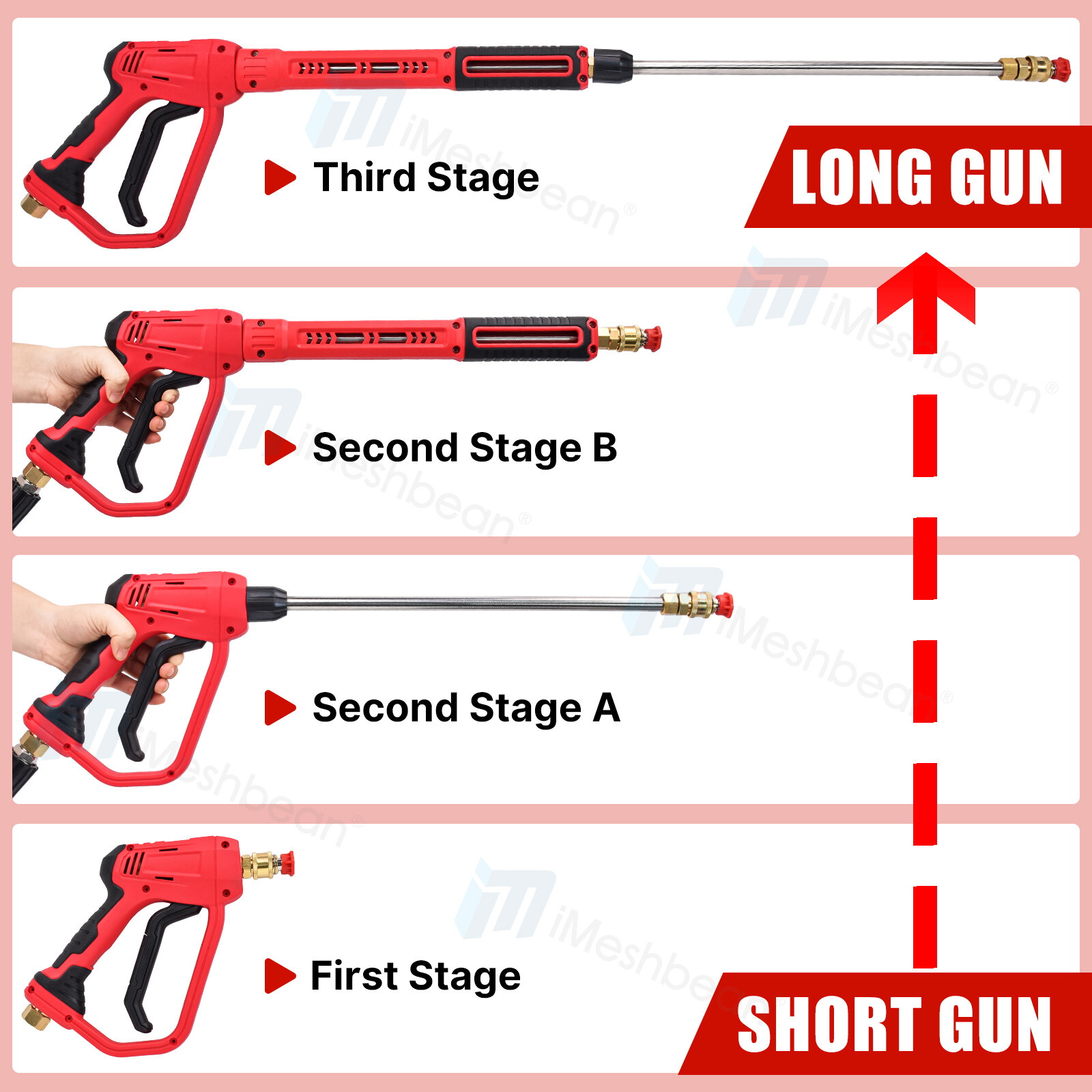 High Pressure 4000PSI Car Power Washer Gun Spray Wand Lance Nozzle 25/50′ Hose