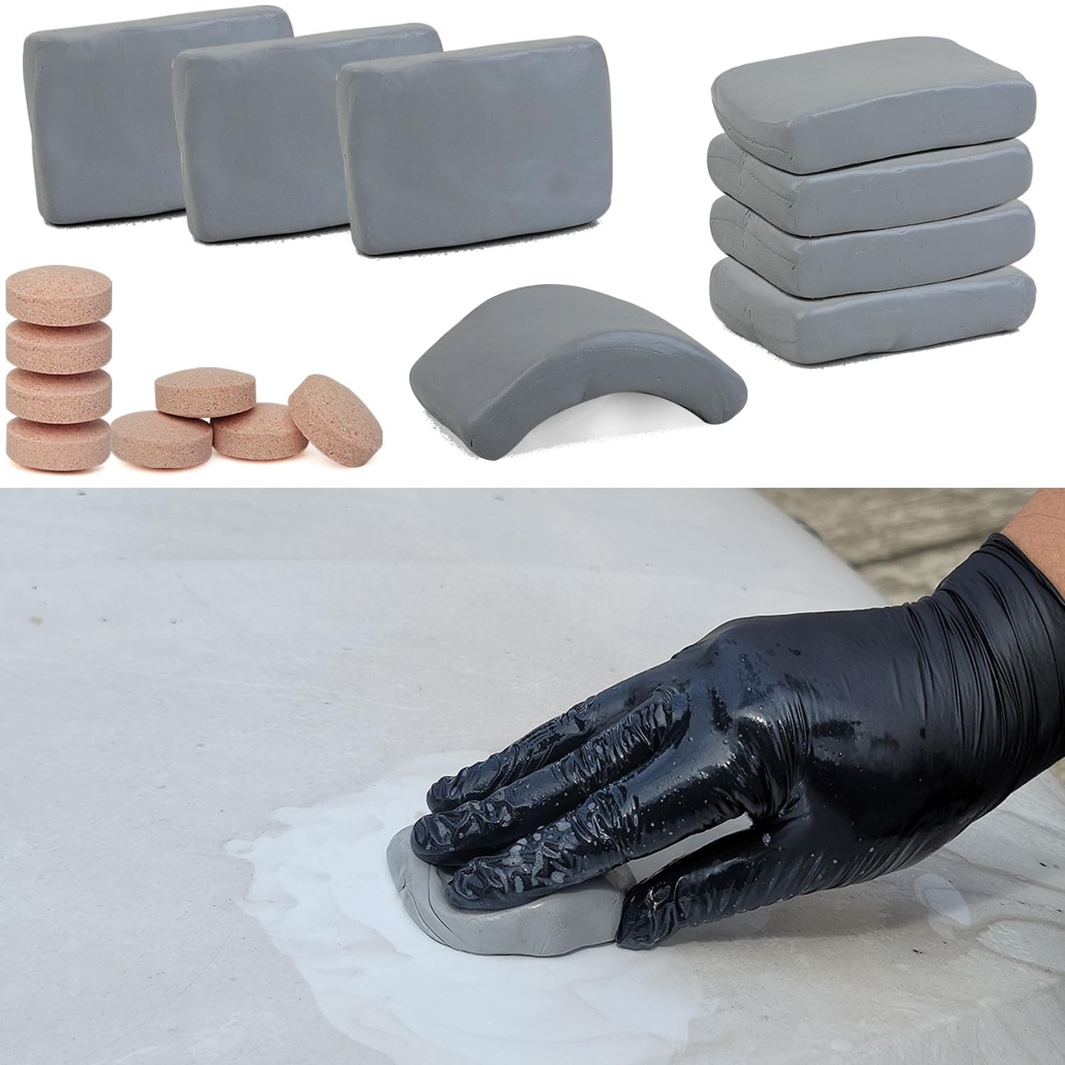 8 Pack Car Clay Bars Auto Detailing 400g and bar Lubricant Tablets Grey