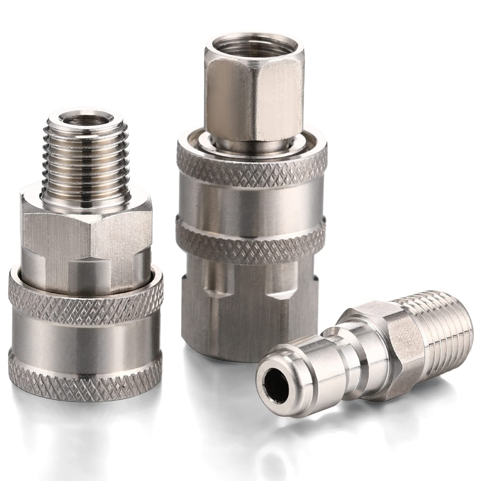 2 Sets NPT 1/4 Inch Pressure Washer Coupler Quick Connect Plug Male Female 1/…