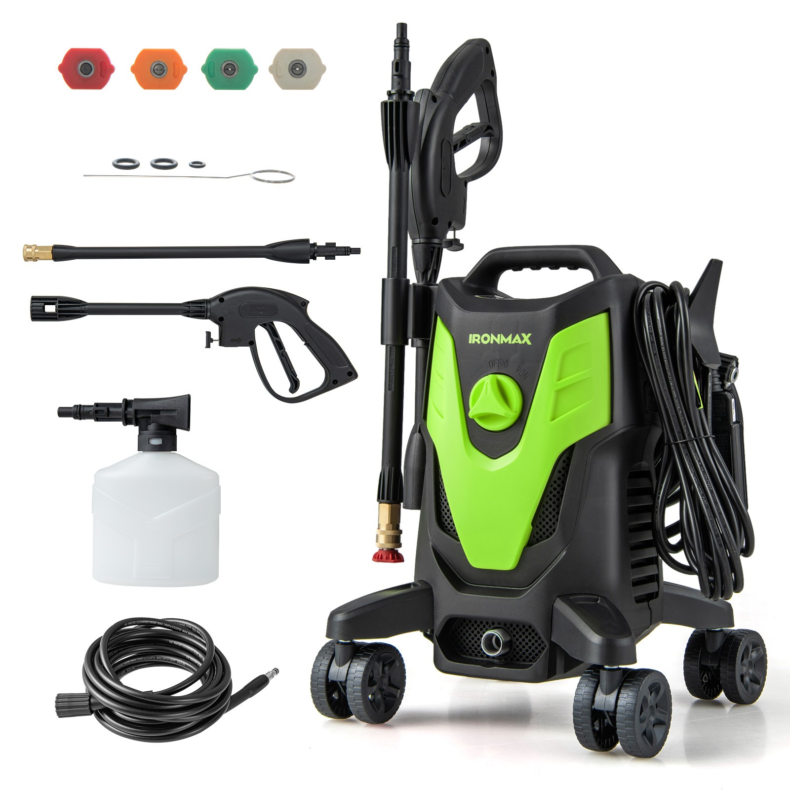 2400 PSI High Pressure Cleaner Machine Electric Pressure Washer w/4 Wheels