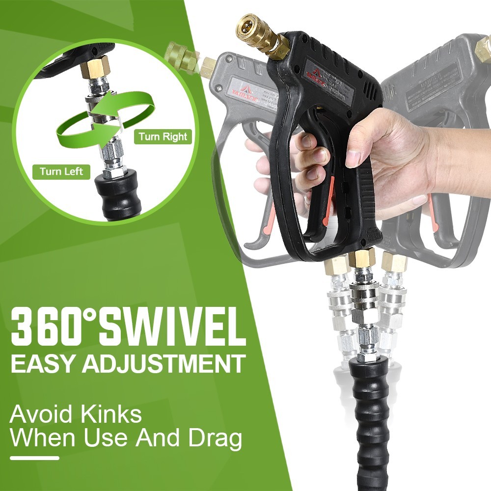 YAMATIC 4000 psi Pressure Washer Hose 3/8″ Flexible Stainless Steel Swivel