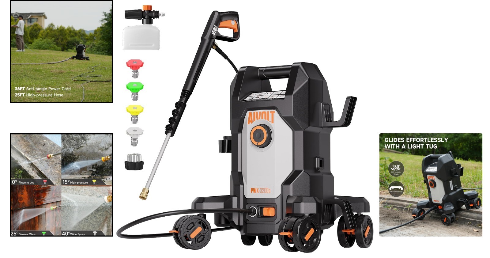 All-in-One Electric Pressure Washer 4800 PSI – 4 Quick-Connect Nozzles & Brushes