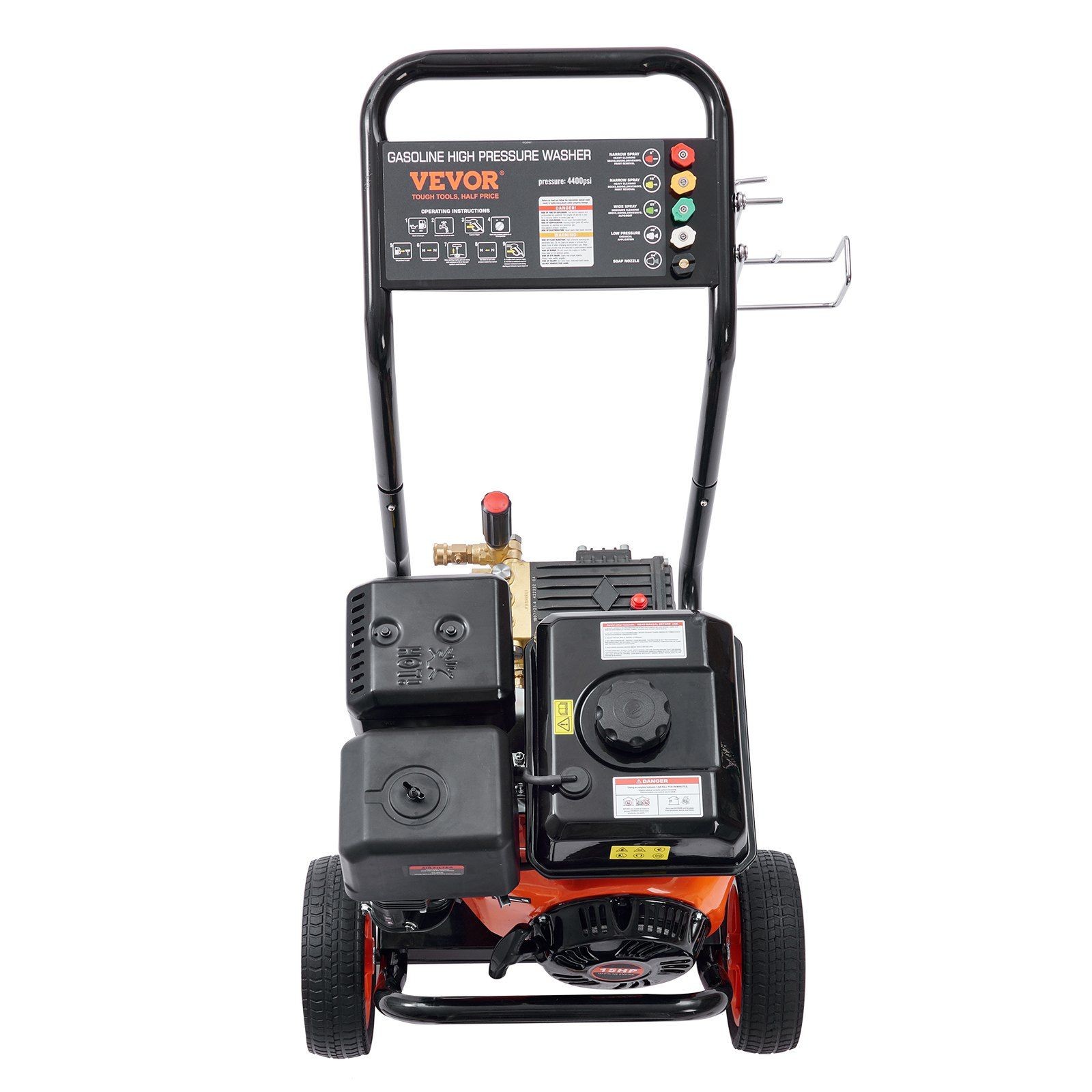 4400PSI 4.0GPM Heavy-Duty Gas Pressure Washer w/ Copper Pump & 5 Metal Nozzles