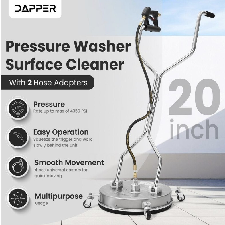 DAPPER SUPPLY20 in. 4350 PSI Pressure Washer Surface Cleaner with 2 Hose…