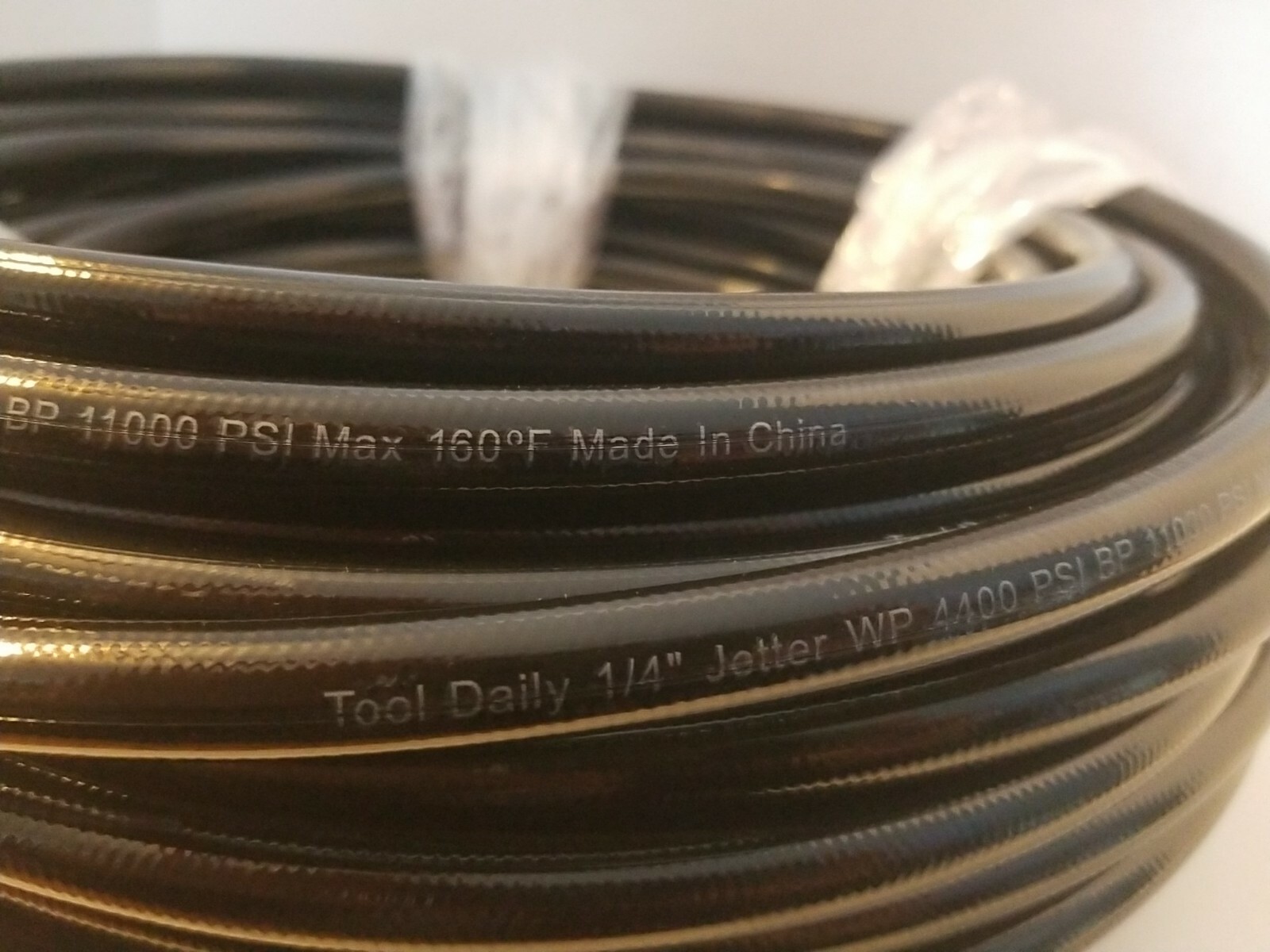 Sewer Cleaning Jetter Hose 1/4″ WP 4400 PSI BP 11000 PSI Max 100′ Length