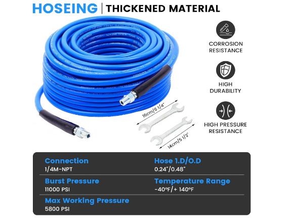 50FT Sewer Jetter Kit for Pressure Washer 5800 PSI Water Jet Drain Cleaner Ho…