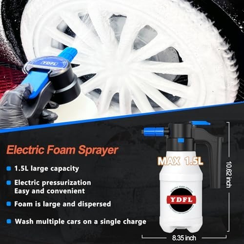 Electric Foam Sprayer 1.5L USB Pressurized Pump for Car Washing & Home Cleaning
